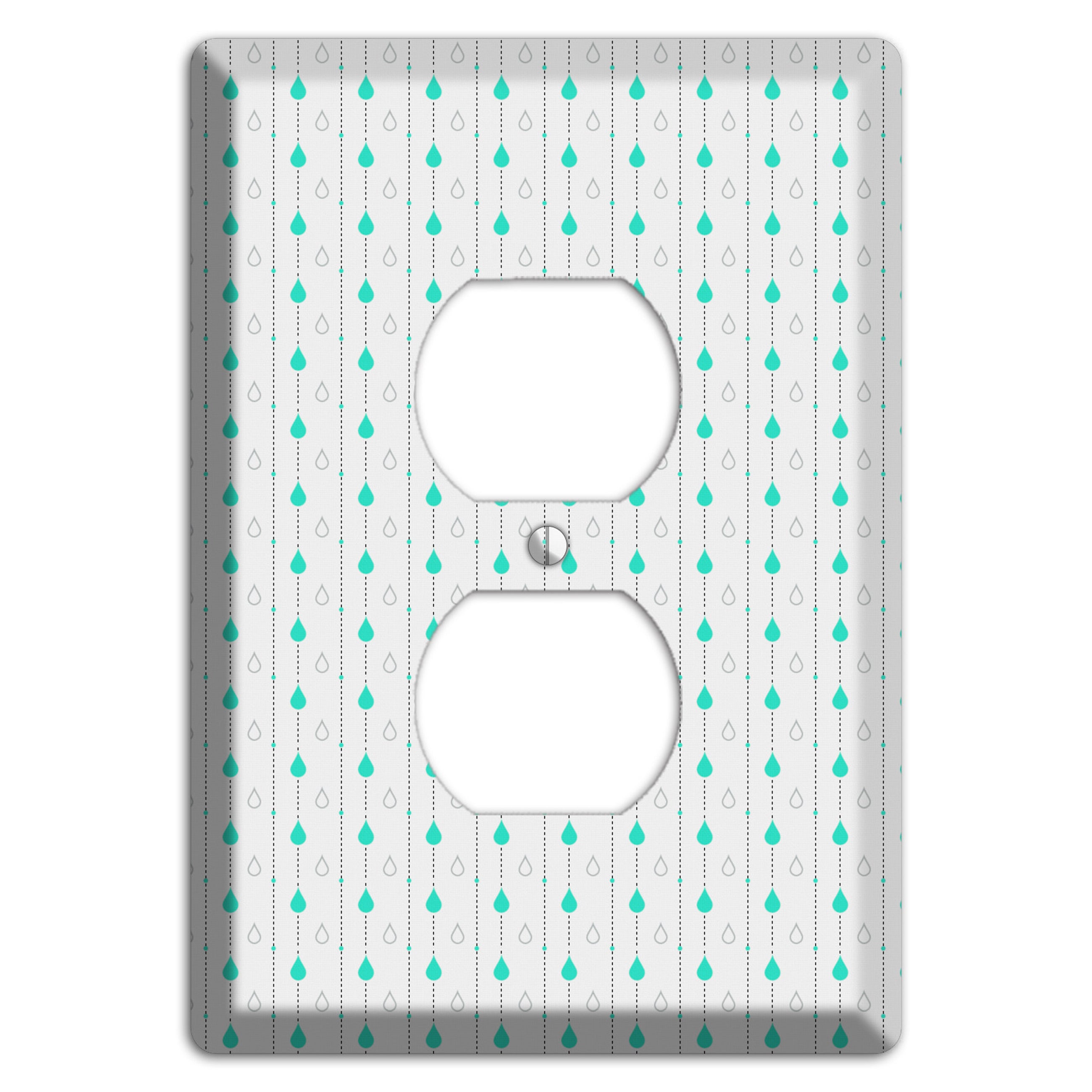 White and Blue Drops Duplex Outlet Wallplate