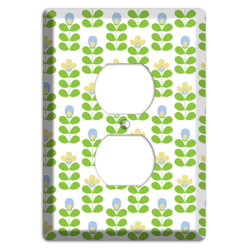 Green Deco Floral Half Drop Duplex Outlet Wallplate