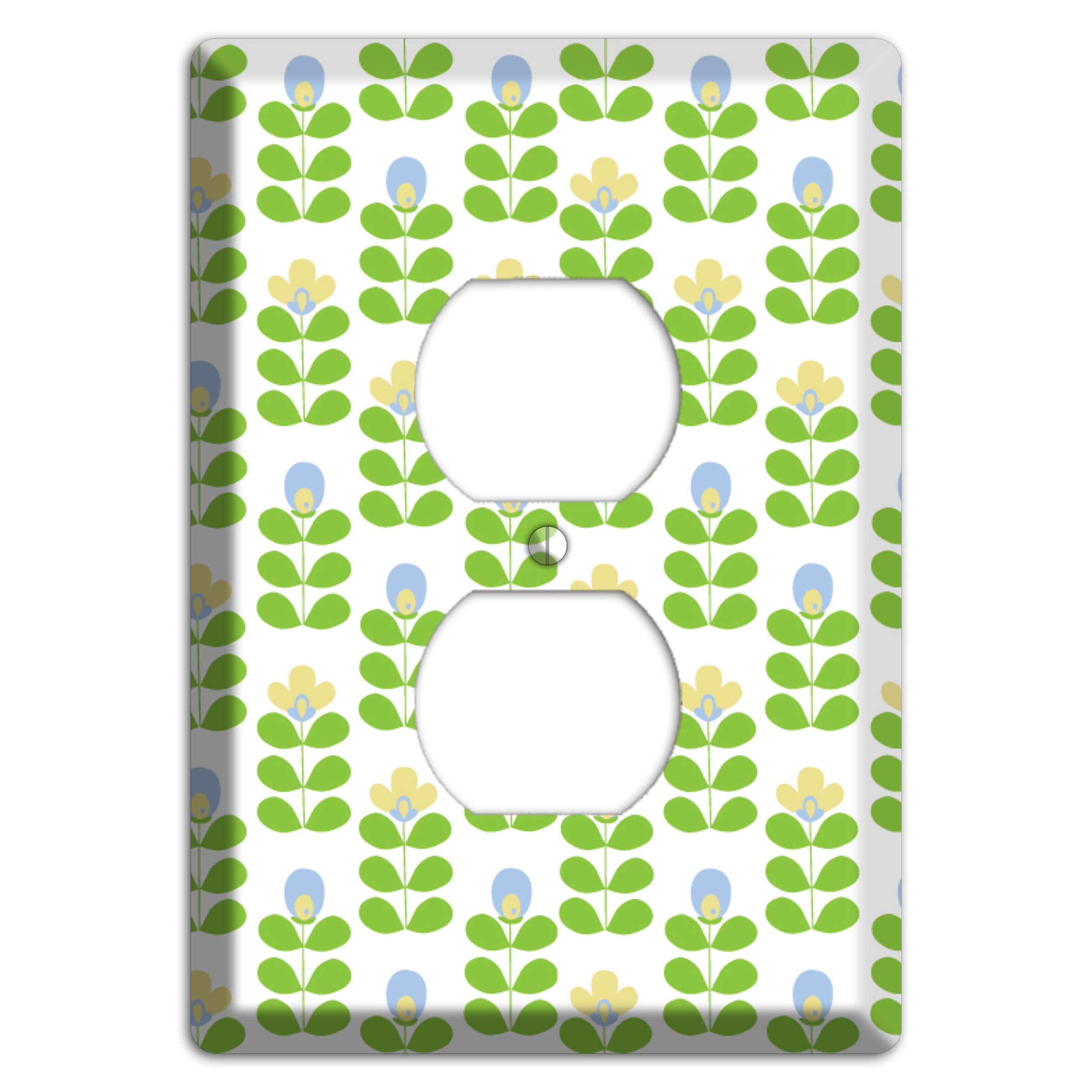 Green Deco Floral Half Drop Duplex Outlet Wallplate