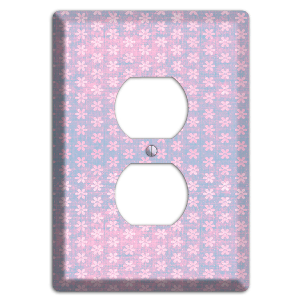 Green Grunge Floral Contour Duplex Outlet Wallplate