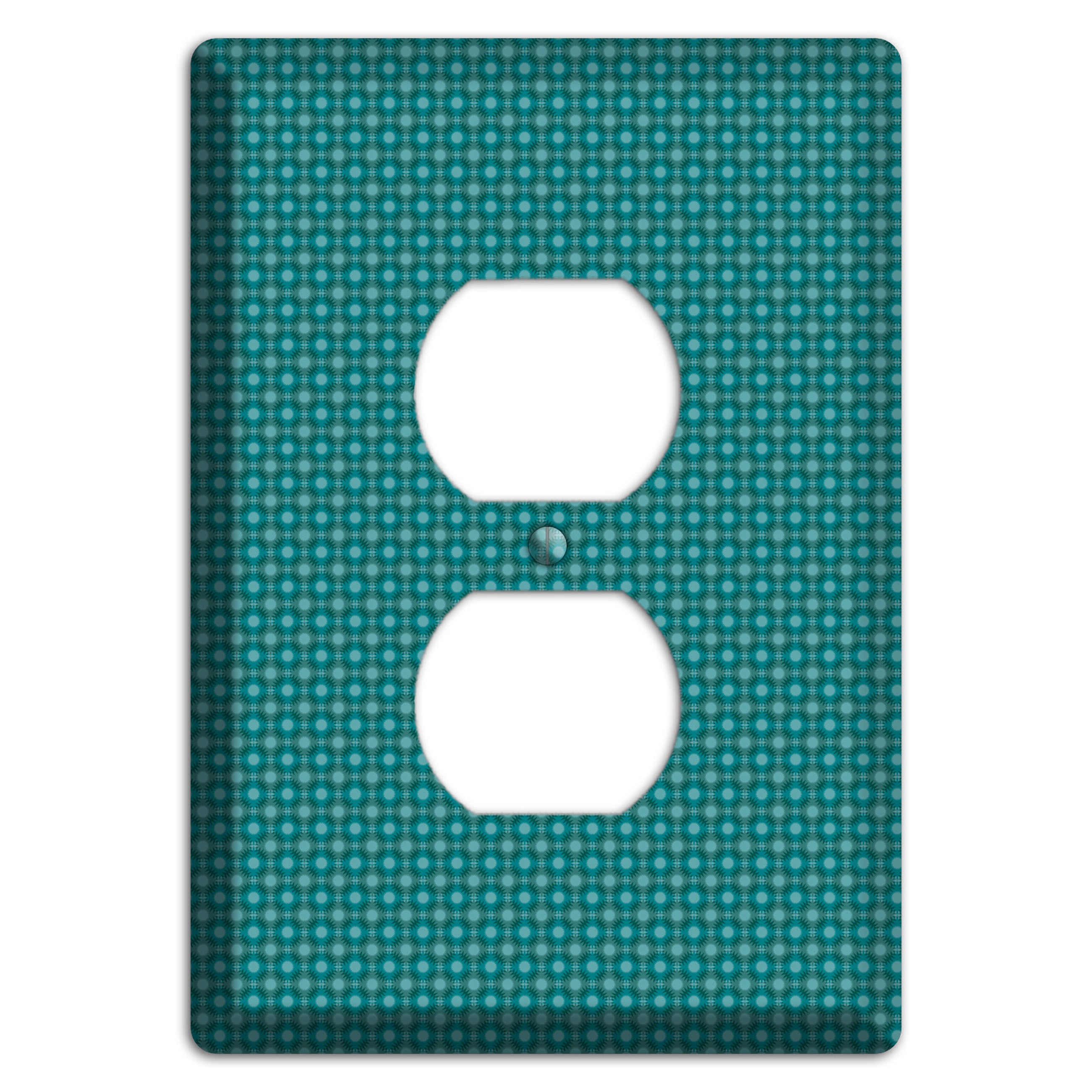 Multi Turquoise Checkered Concentric Circles Duplex Outlet Wallplate