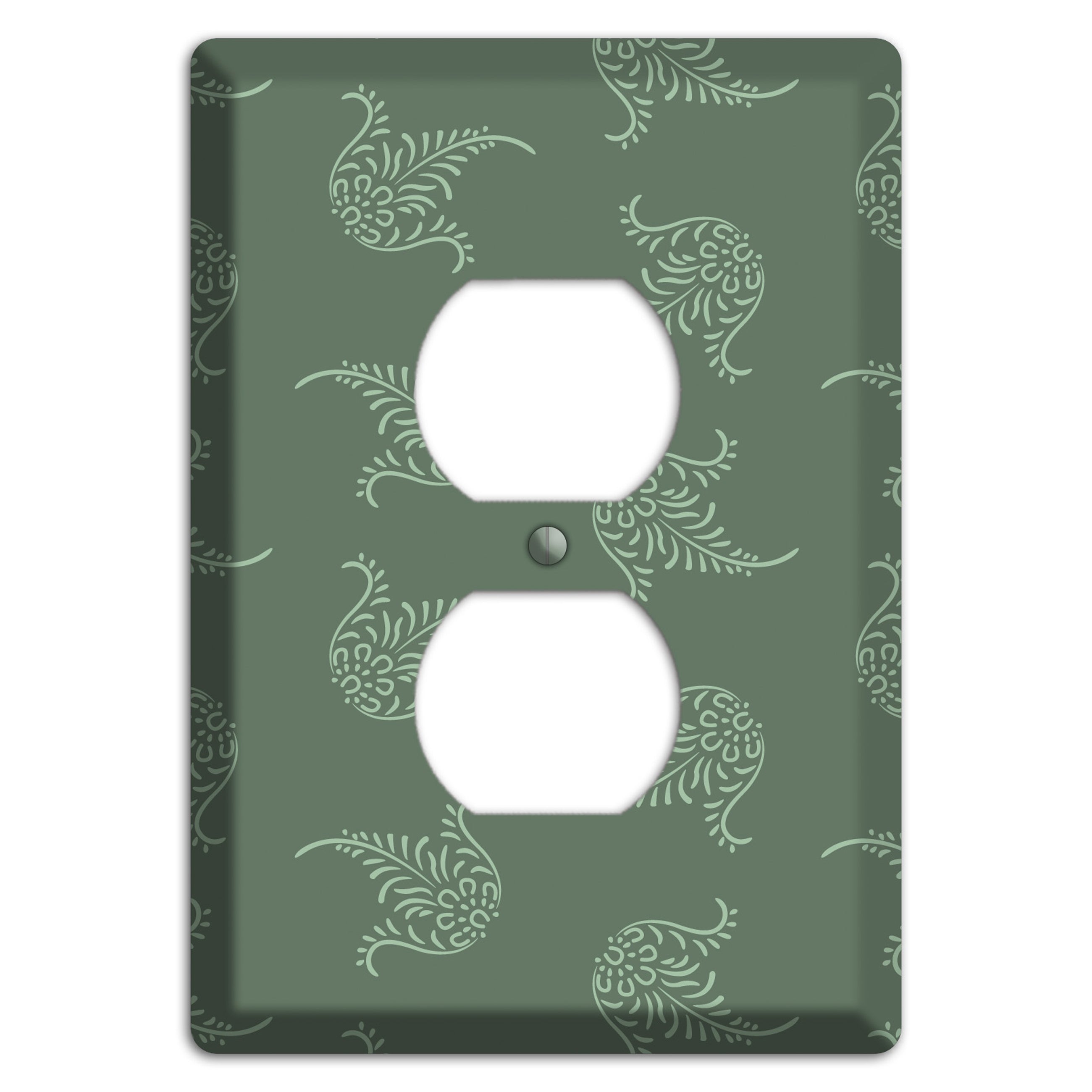 Moss Trefoil Cartouche Duplex Outlet Wallplate