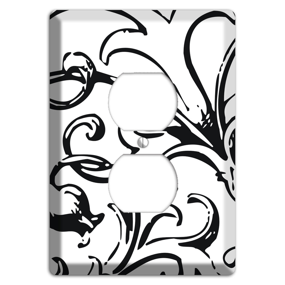 Victorian Black and White Duplex Outlet Wallplate