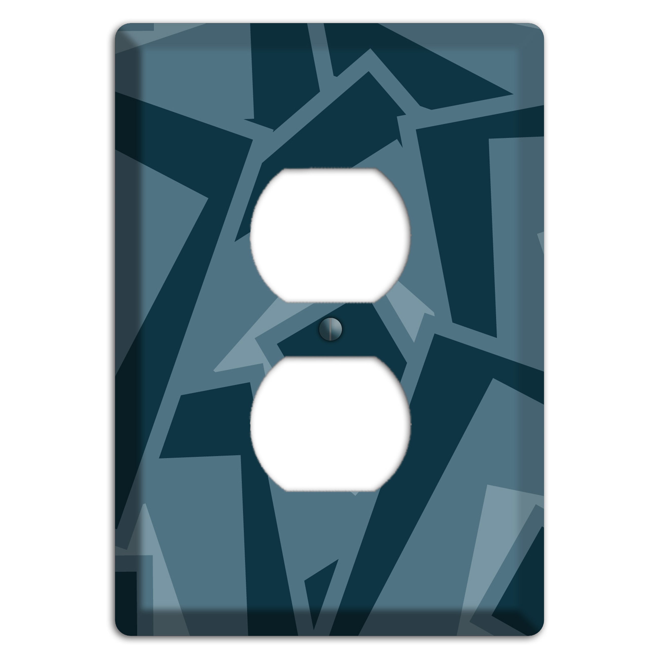 Blue-grey Retro Cubist Duplex Outlet Wallplate