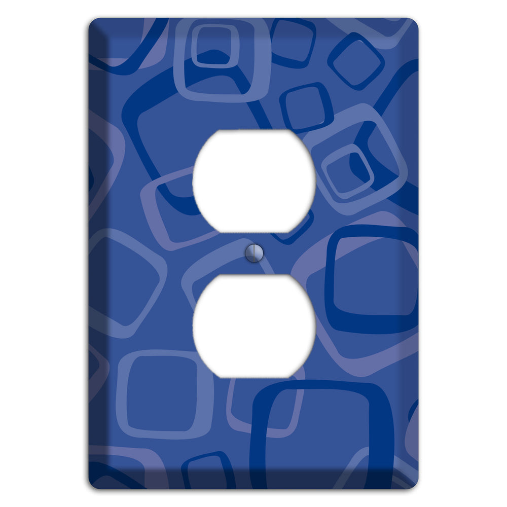 Multi Blue Random Retro Squares Duplex Outlet Wallplate