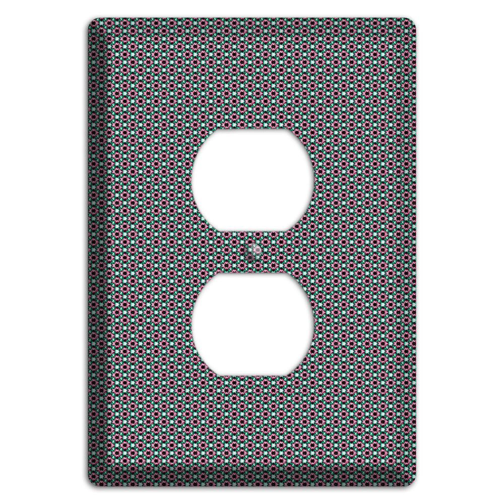 Green Red Grey Geometric Duplex Outlet Wallplate