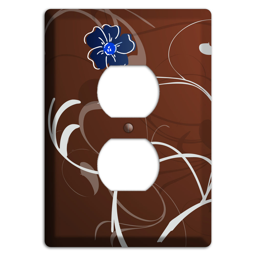 Brown Flower with Swirl Duplex Outlet Wallplate