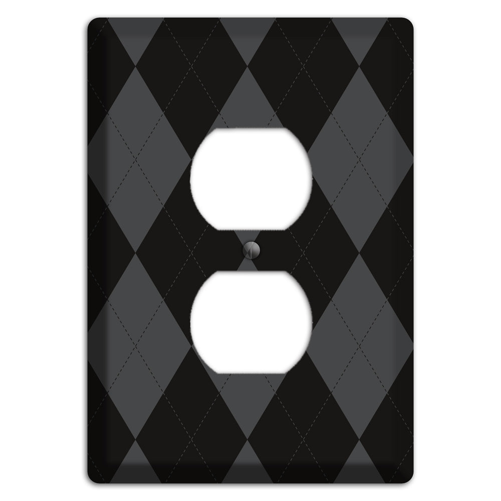 Black and Grey Argyle Duplex Outlet Wallplate