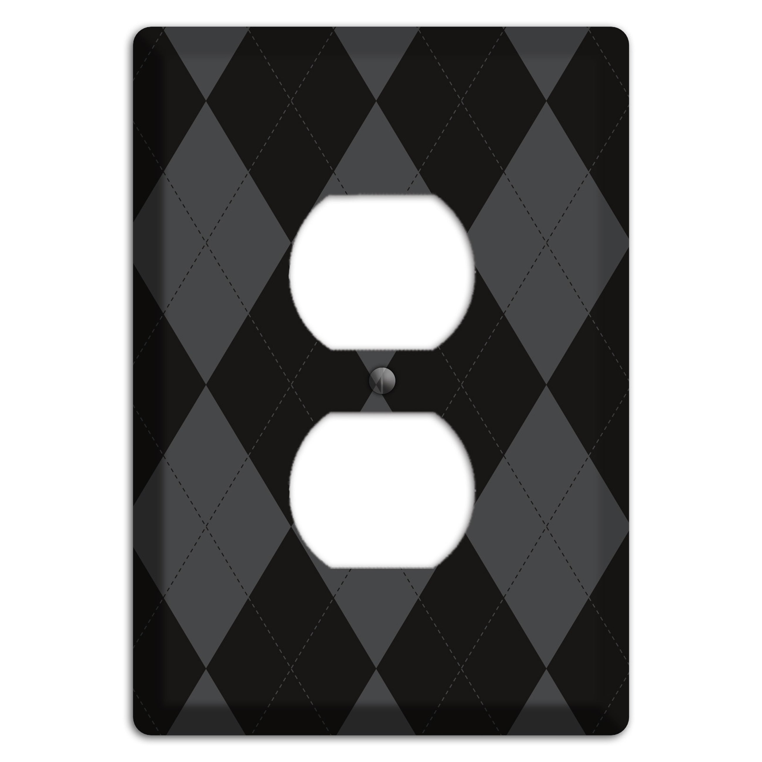 Black and Grey Argyle Duplex Outlet Wallplate