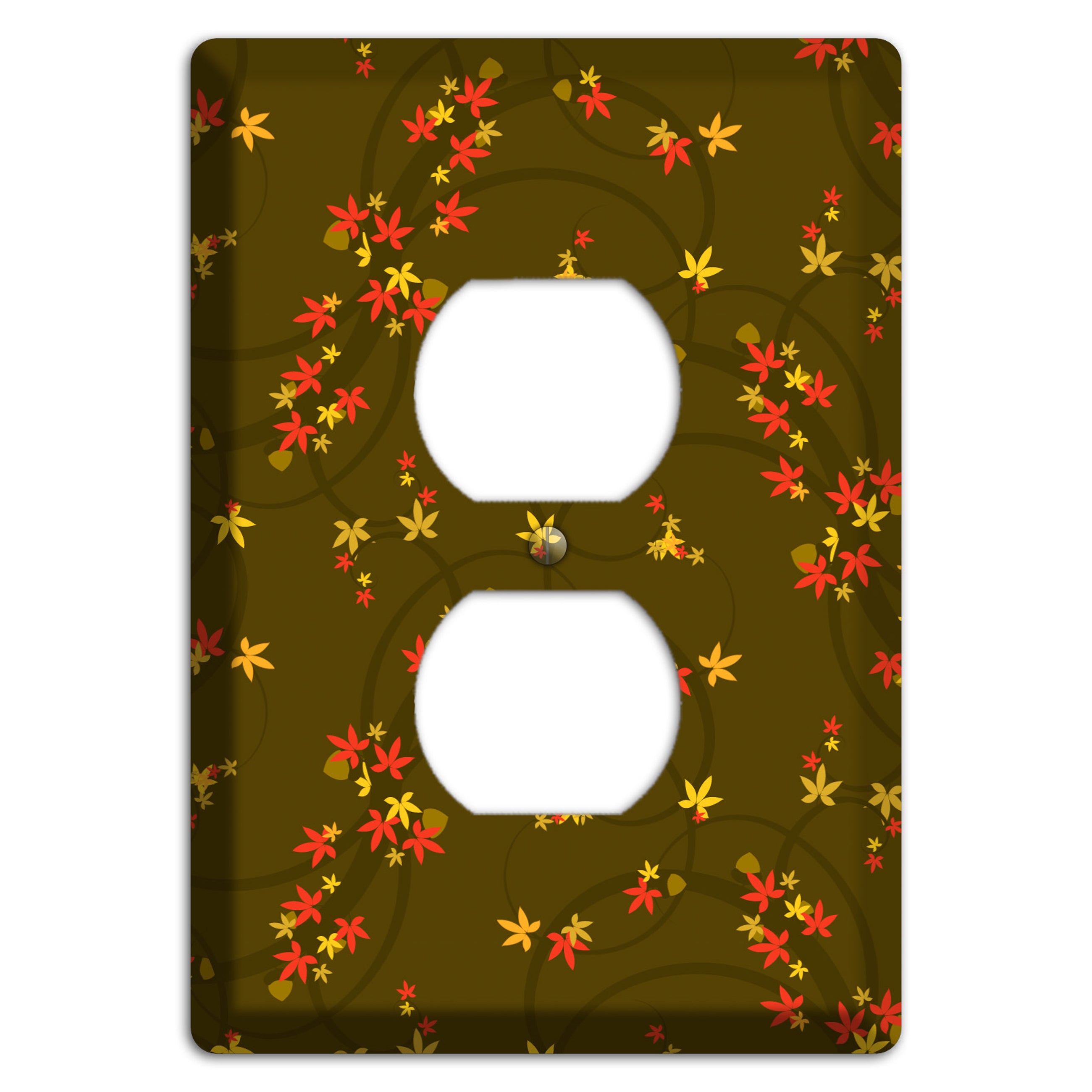 Brown Fall Flowers Duplex Outlet Wallplate