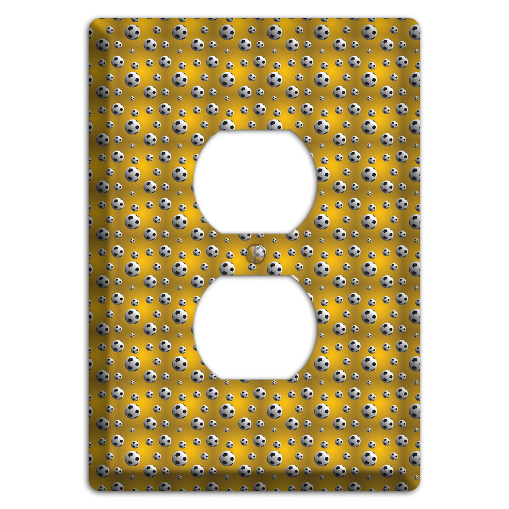 Yellow with Soccer Balls Duplex Outlet Wallplate