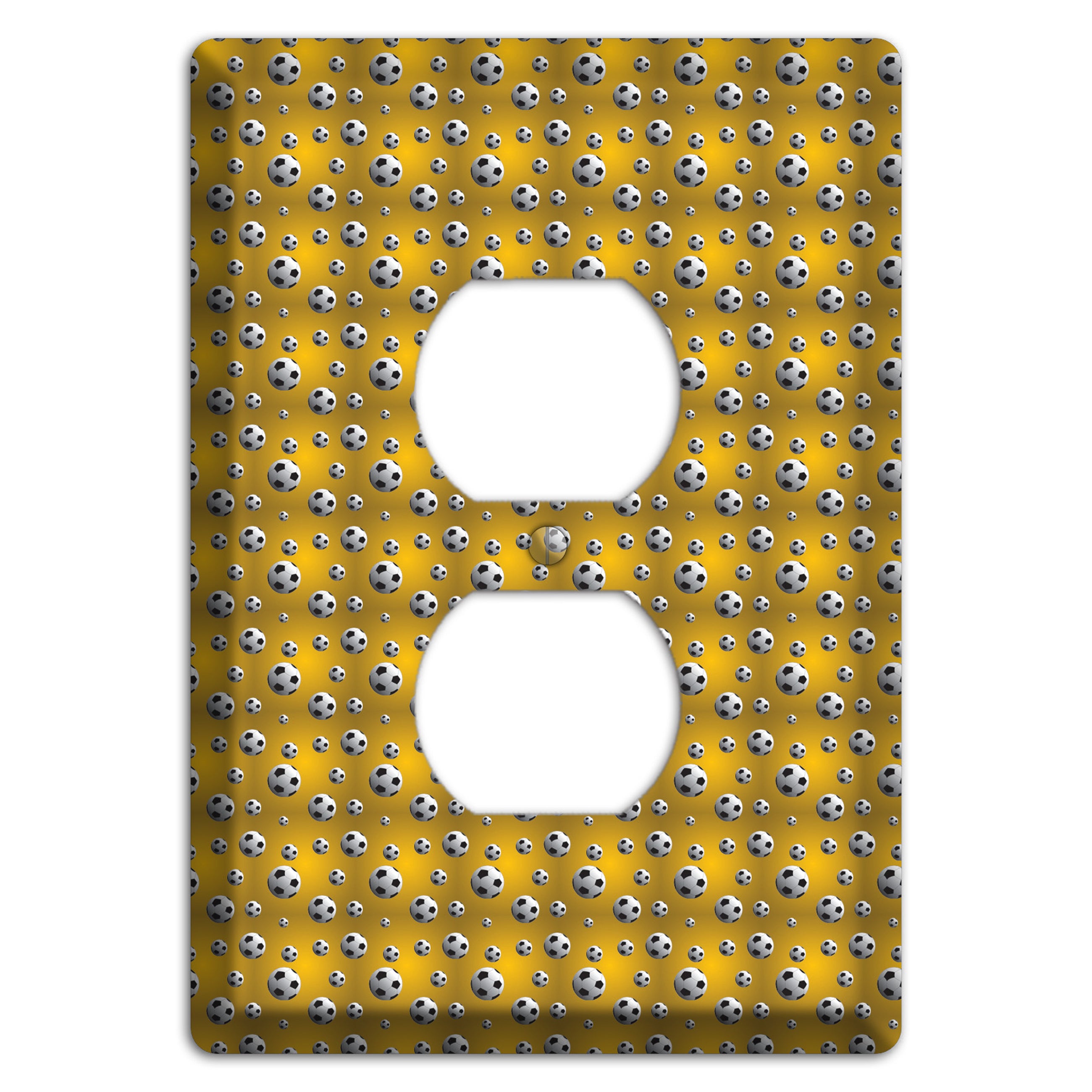 Yellow with Soccer Balls Duplex Outlet Wallplate