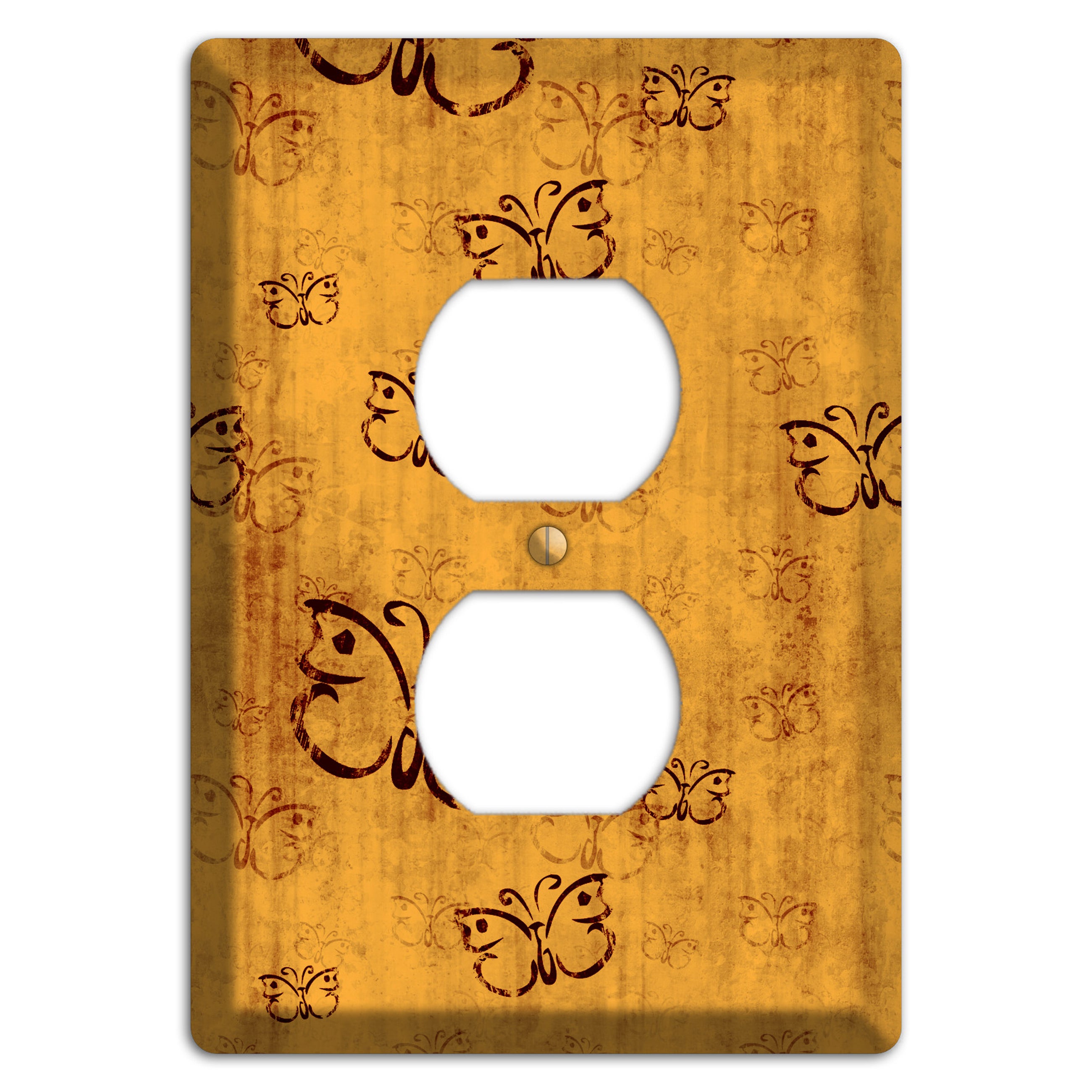Mustard Butterfly Duplex Outlet Wallplate
