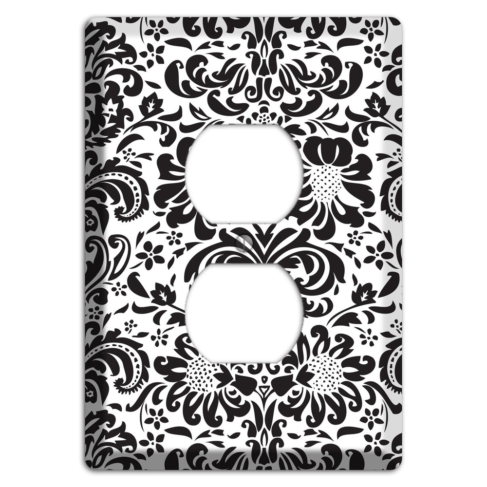 White with Black Toile Duplex Outlet Wallplate