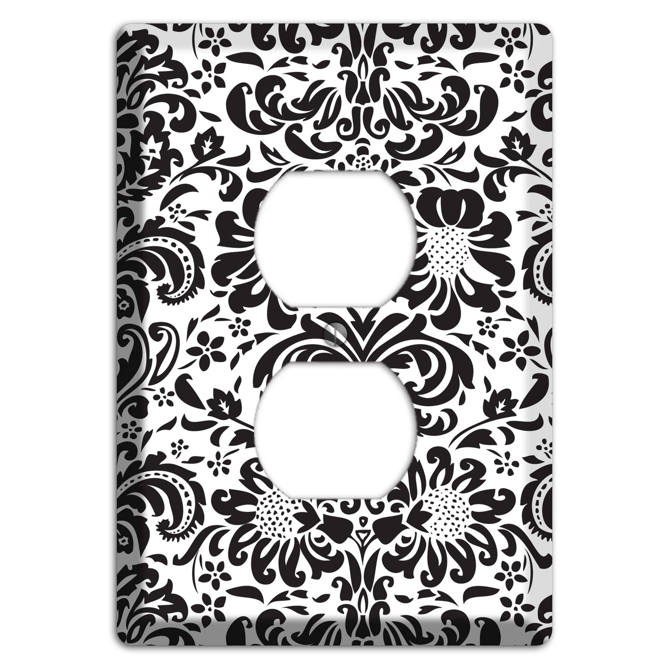 White with Black Toile Duplex Outlet Wallplate