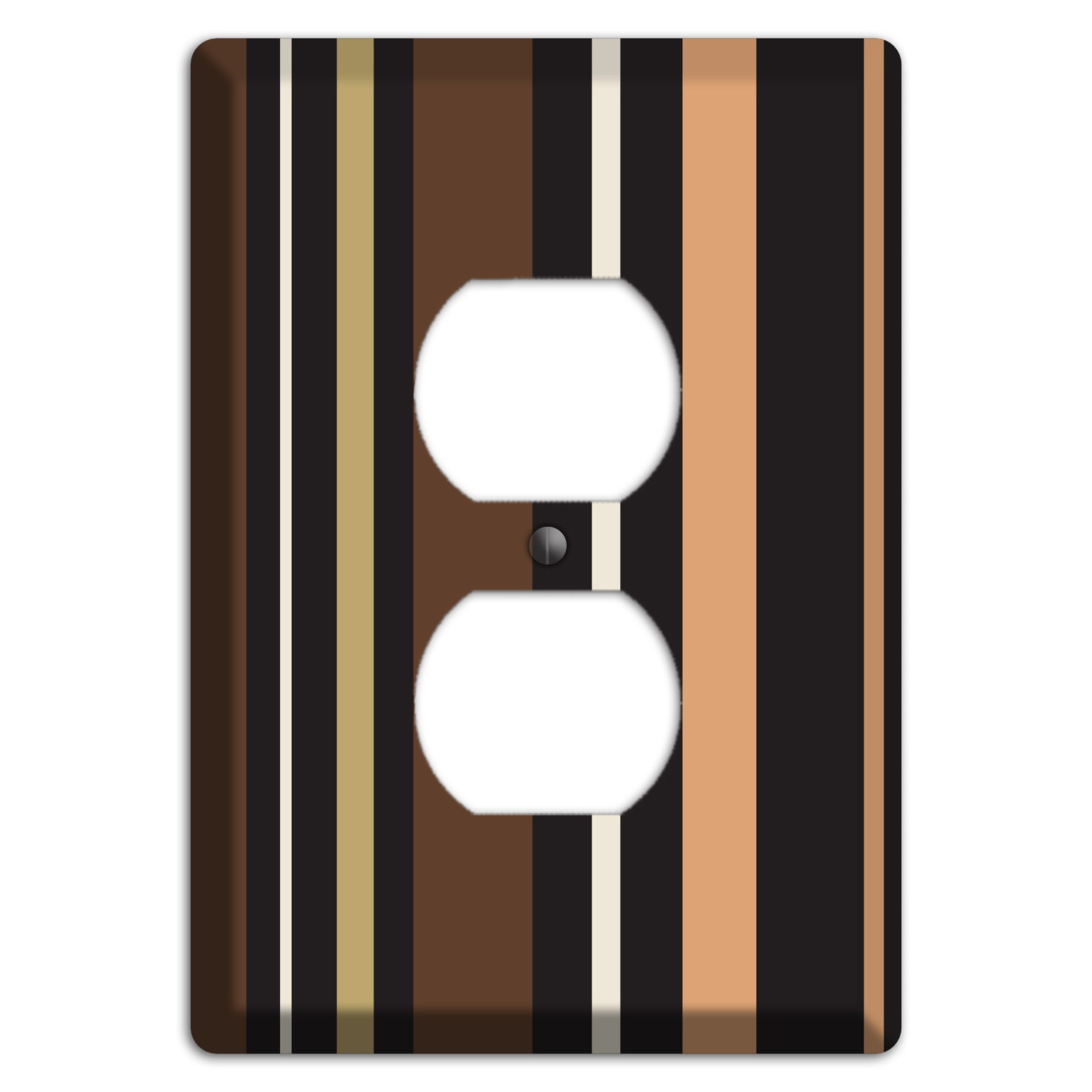 Multi Brown and Coral Vertical Stripe Duplex Outlet Wallplate