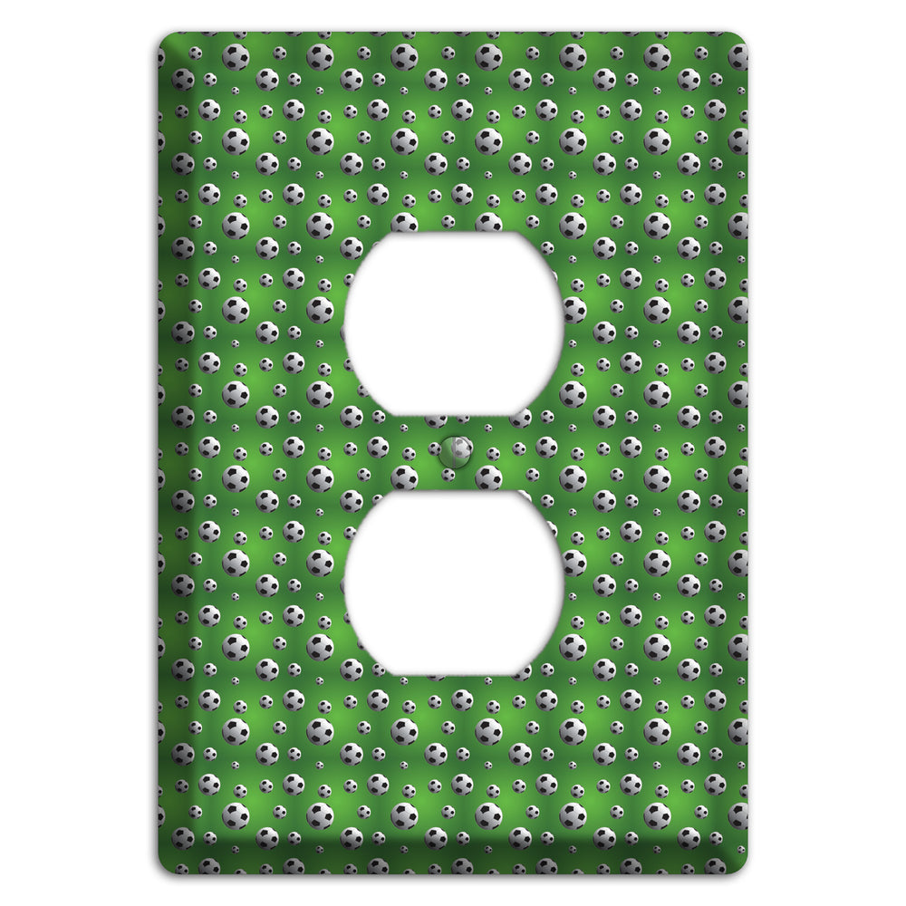 Green with Soccer Balls Duplex Outlet Wallplate