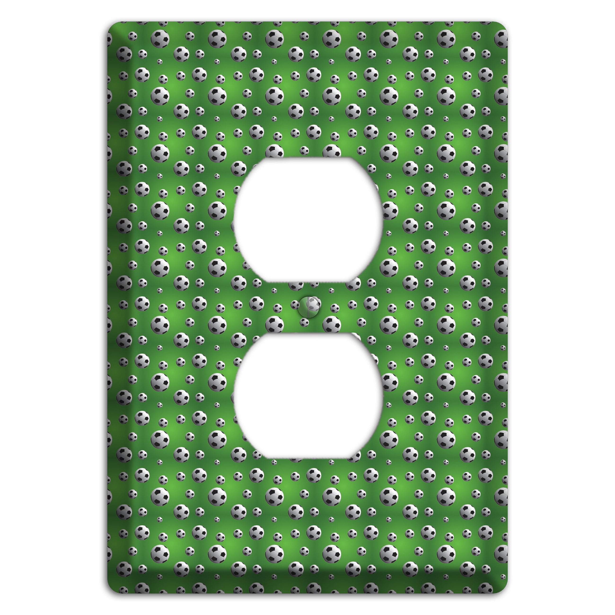 Green with Soccer Balls Duplex Outlet Wallplate