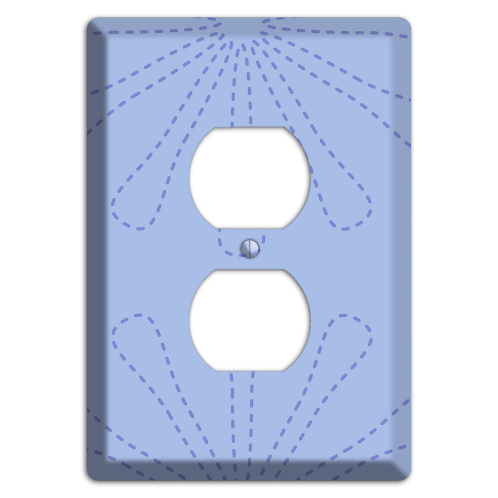 Periwinkle Retro Stipple Floral Contour Duplex Outlet Wallplate