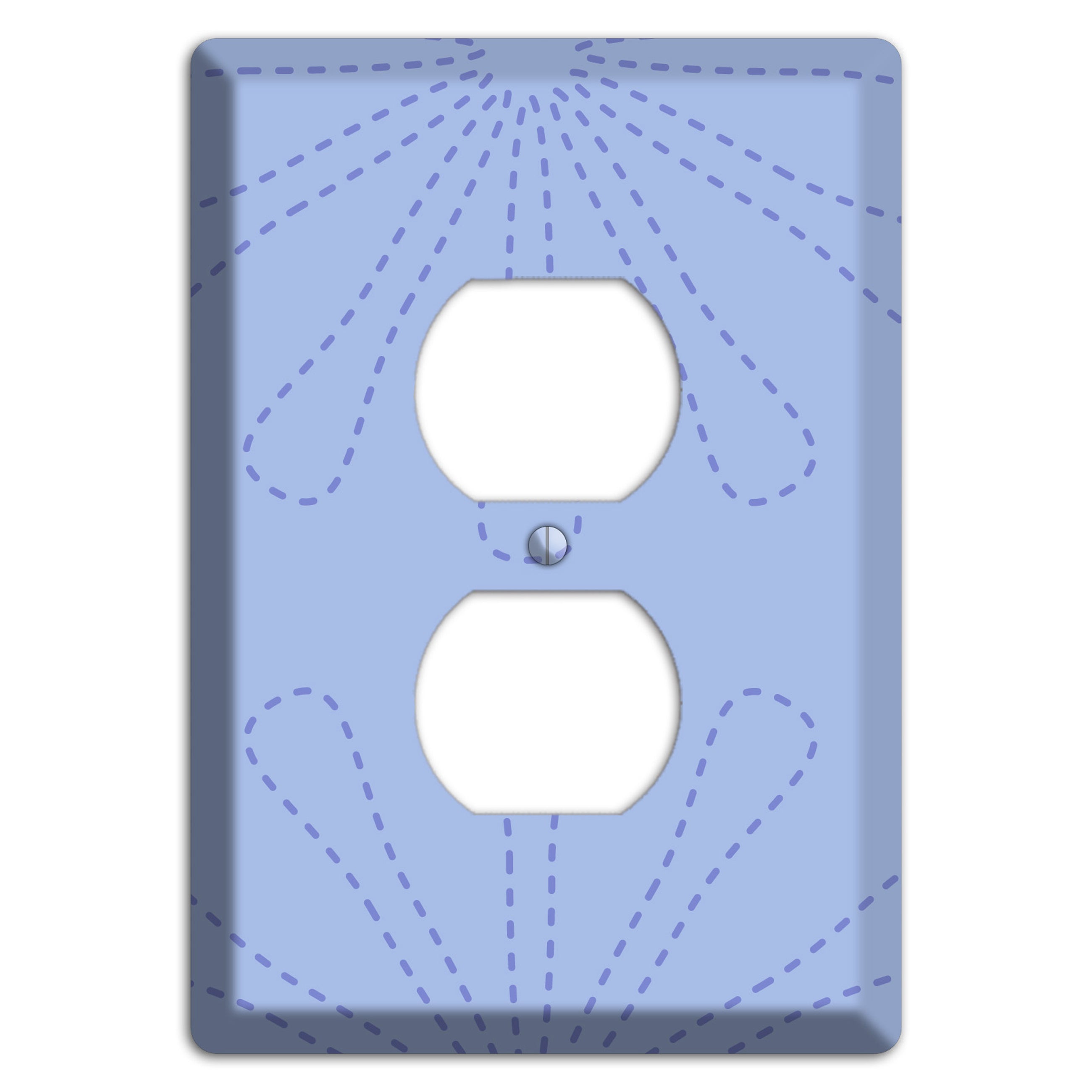 Periwinkle Retro Stipple Floral Contour Duplex Outlet Wallplate