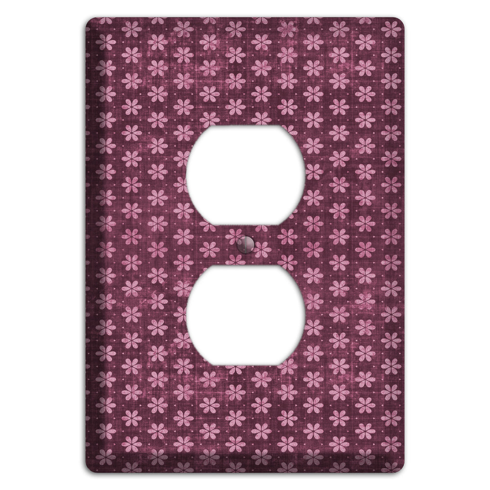 Burgundy Grunge Floral Contour Duplex Outlet Wallplate