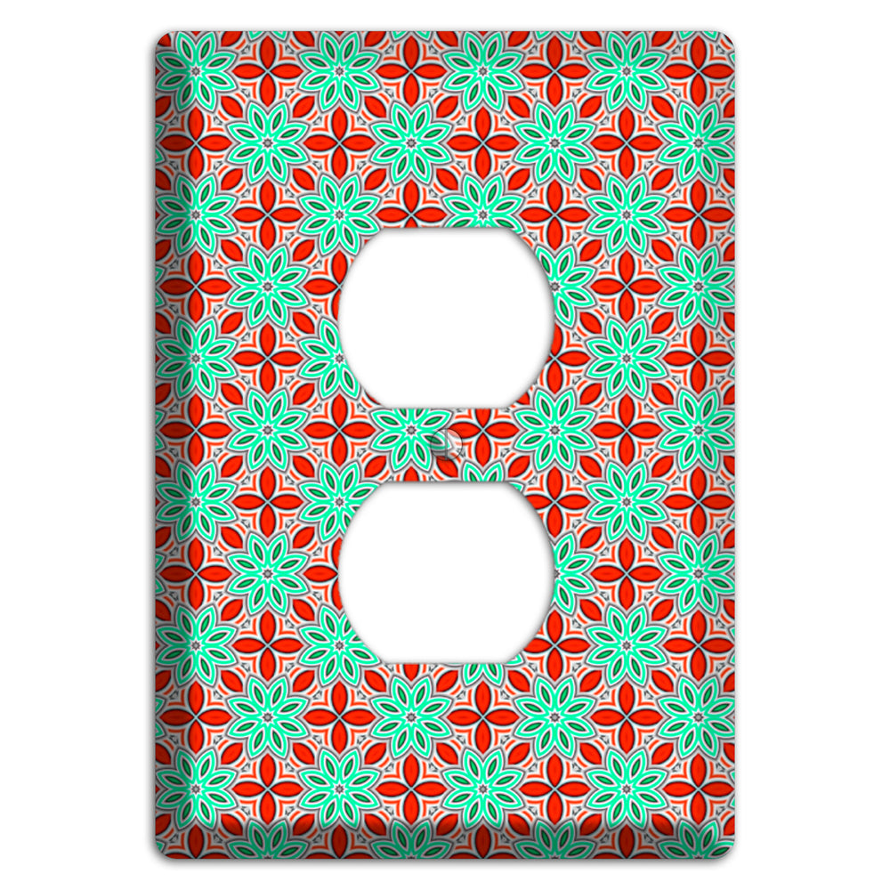 Green and Red Foulard 2 Duplex Outlet Wallplate