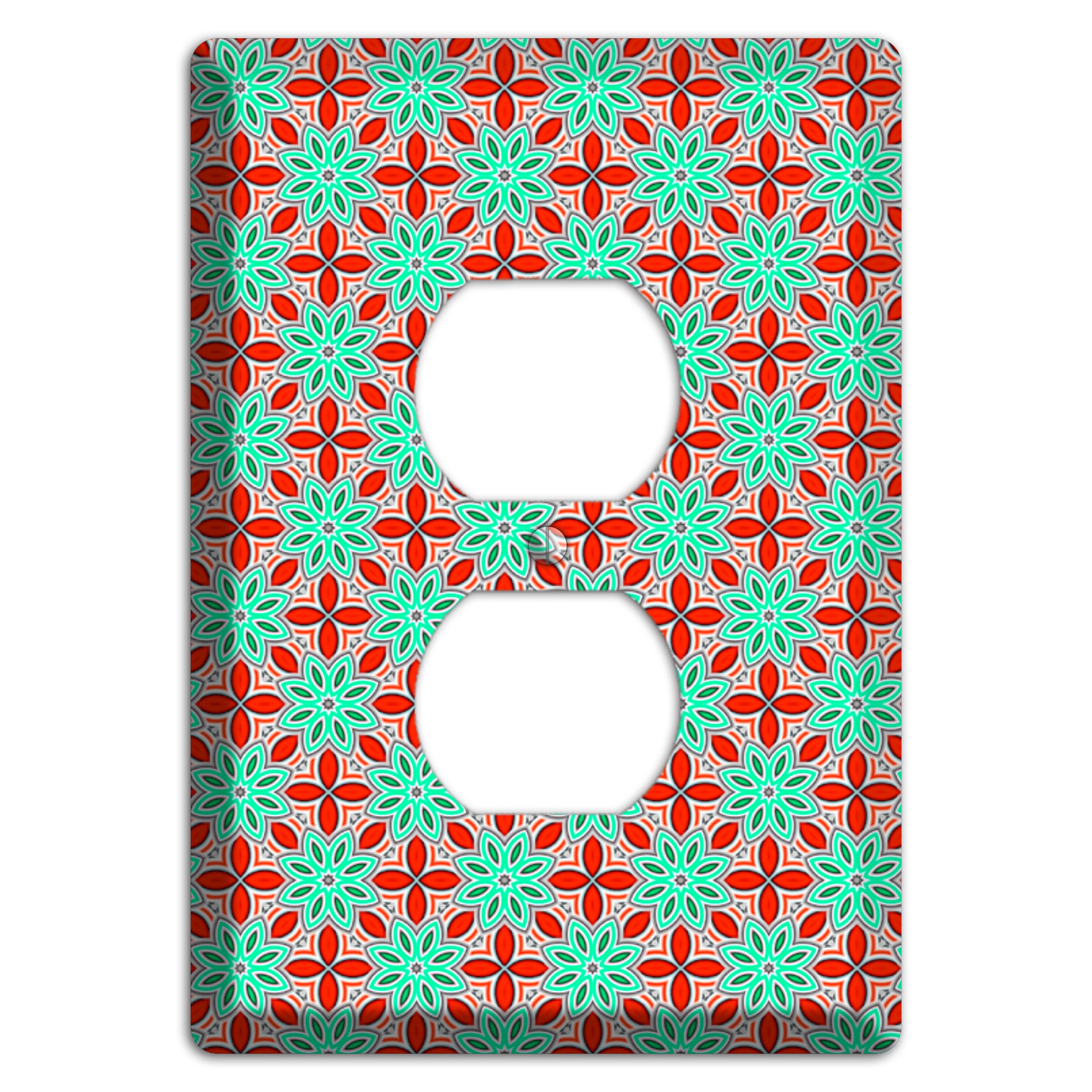 Green and Red Foulard 2 Duplex Outlet Wallplate