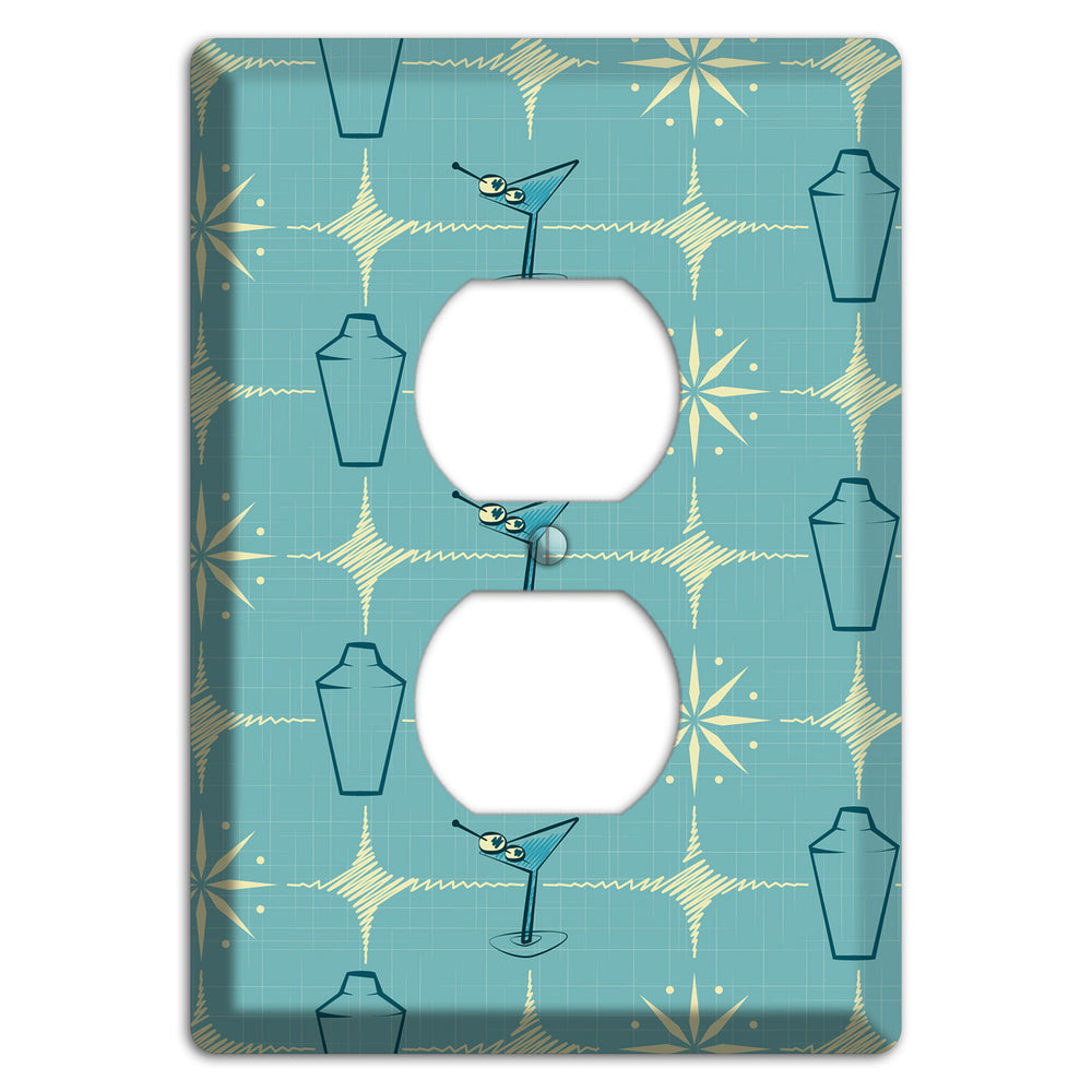 Blue Shaker and Martini Duplex Outlet Wallplate