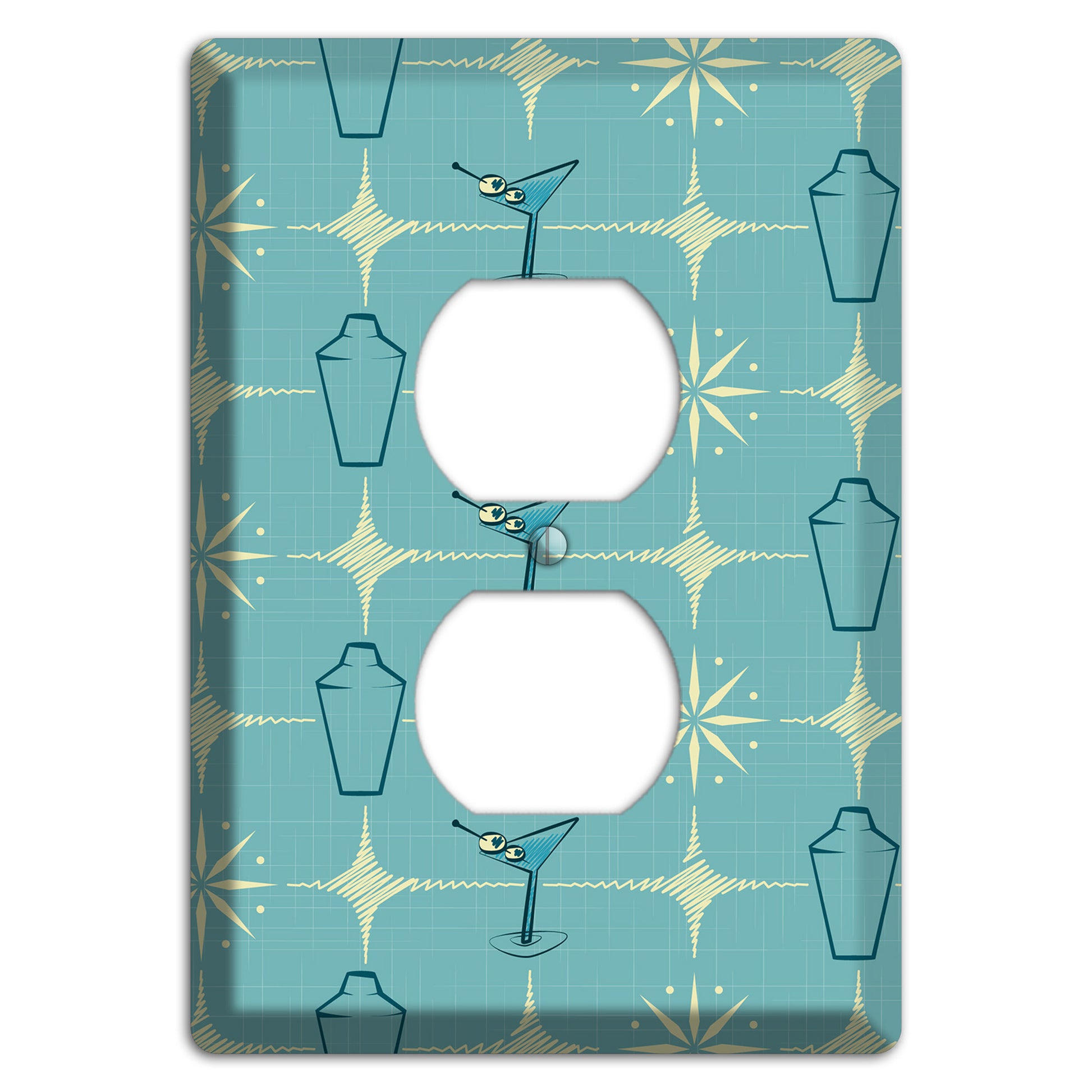 Blue Shaker and Martini Duplex Outlet Wallplate