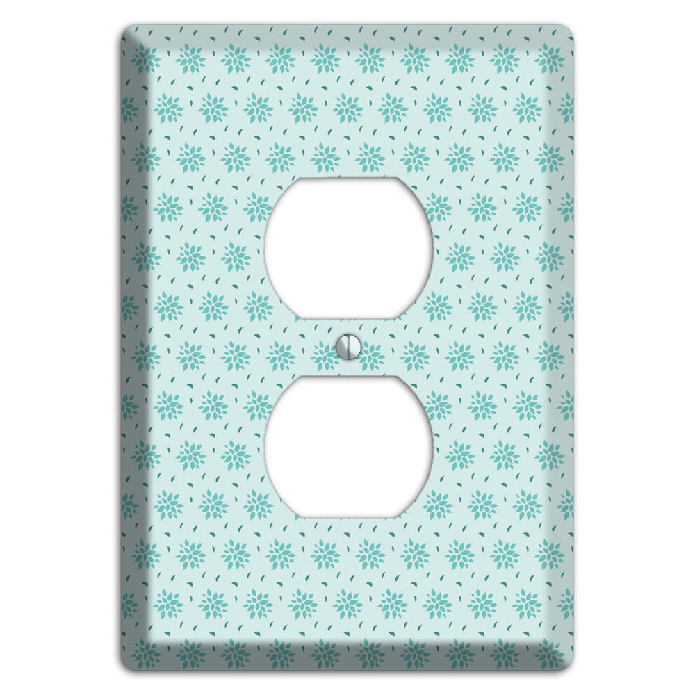 Soft Blue Calico Duplex Outlet Wallplate