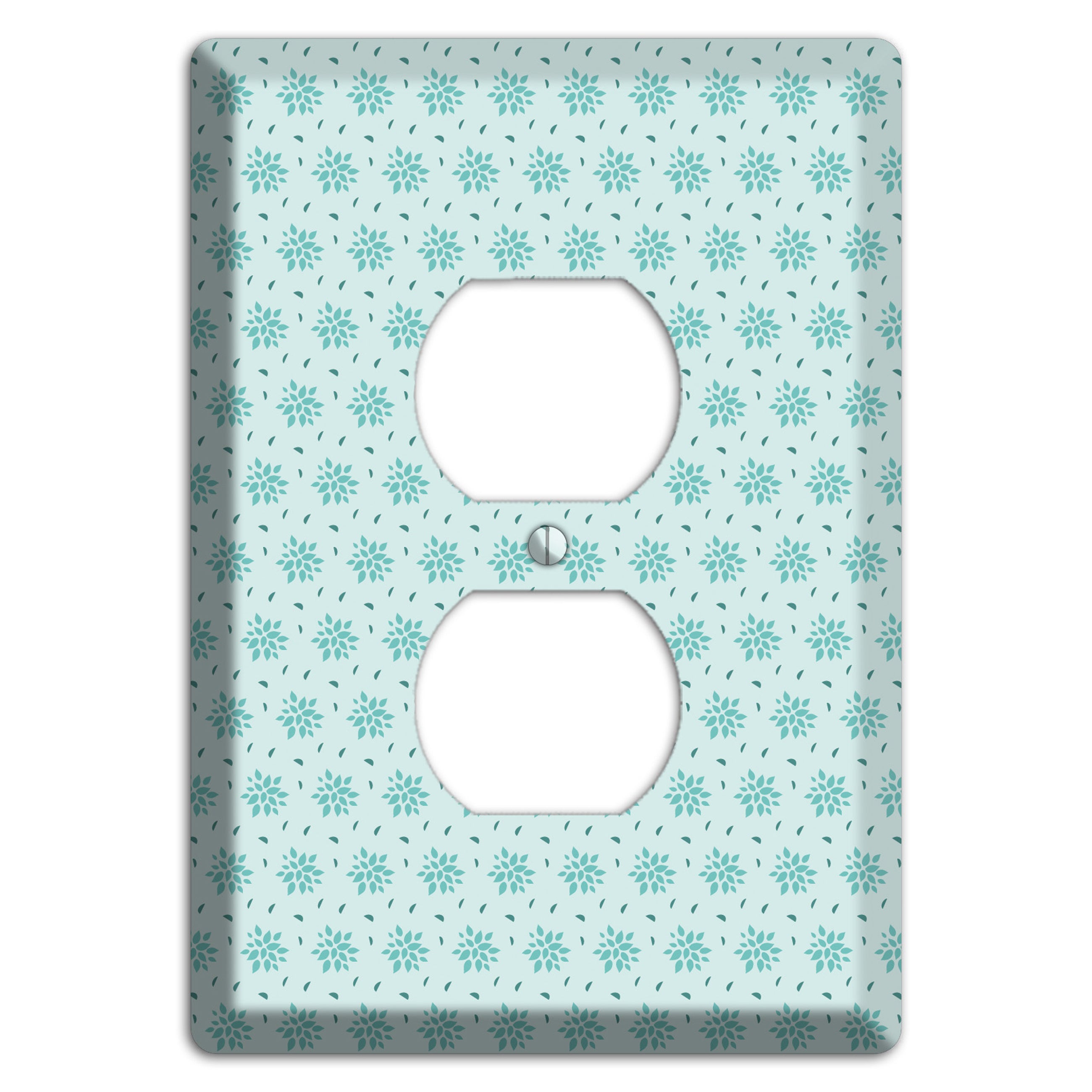 Soft Blue Calico Duplex Outlet Wallplate