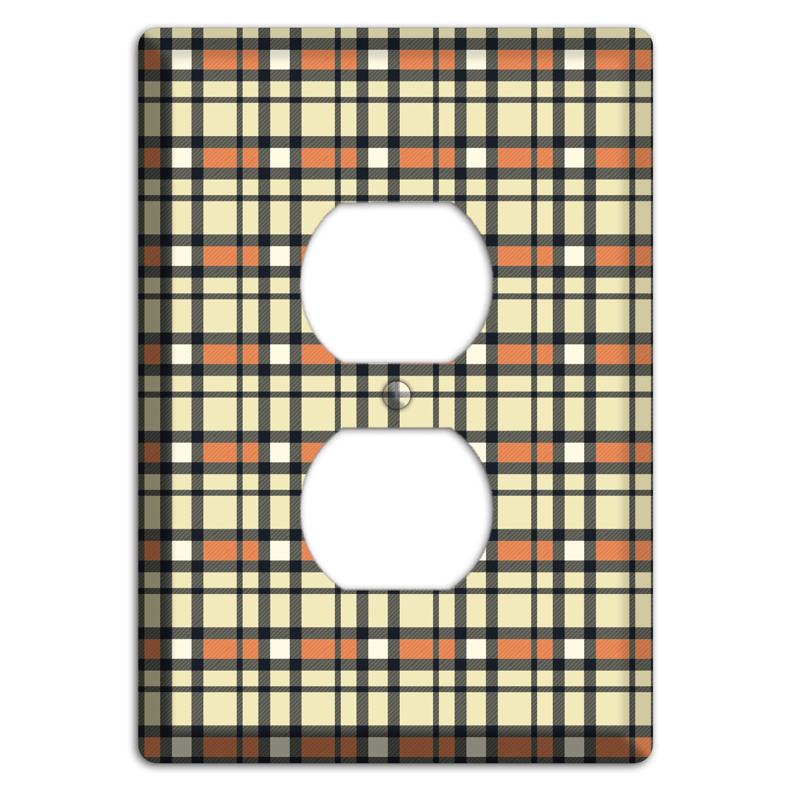 Beige and Brown Plaid Duplex Outlet Wallplate