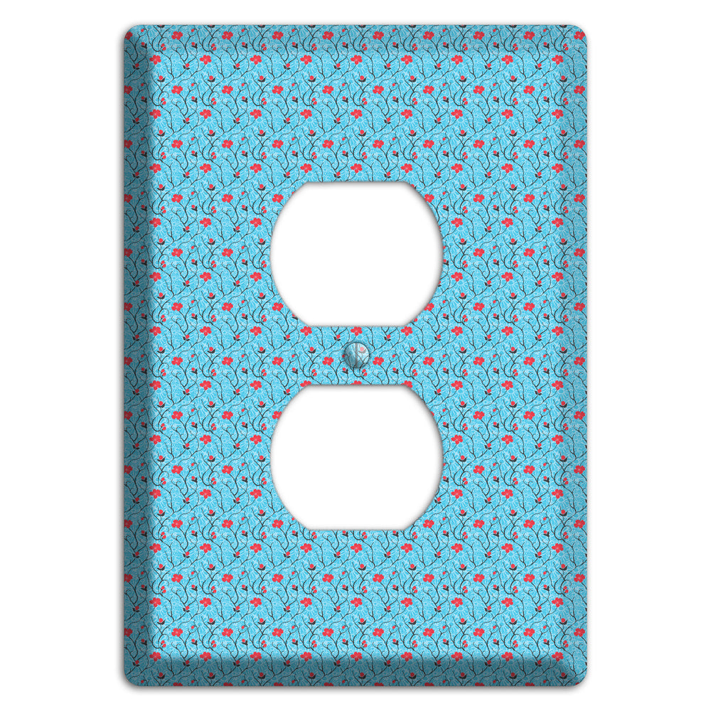 Light Blue Calico Duplex Outlet Wallplate