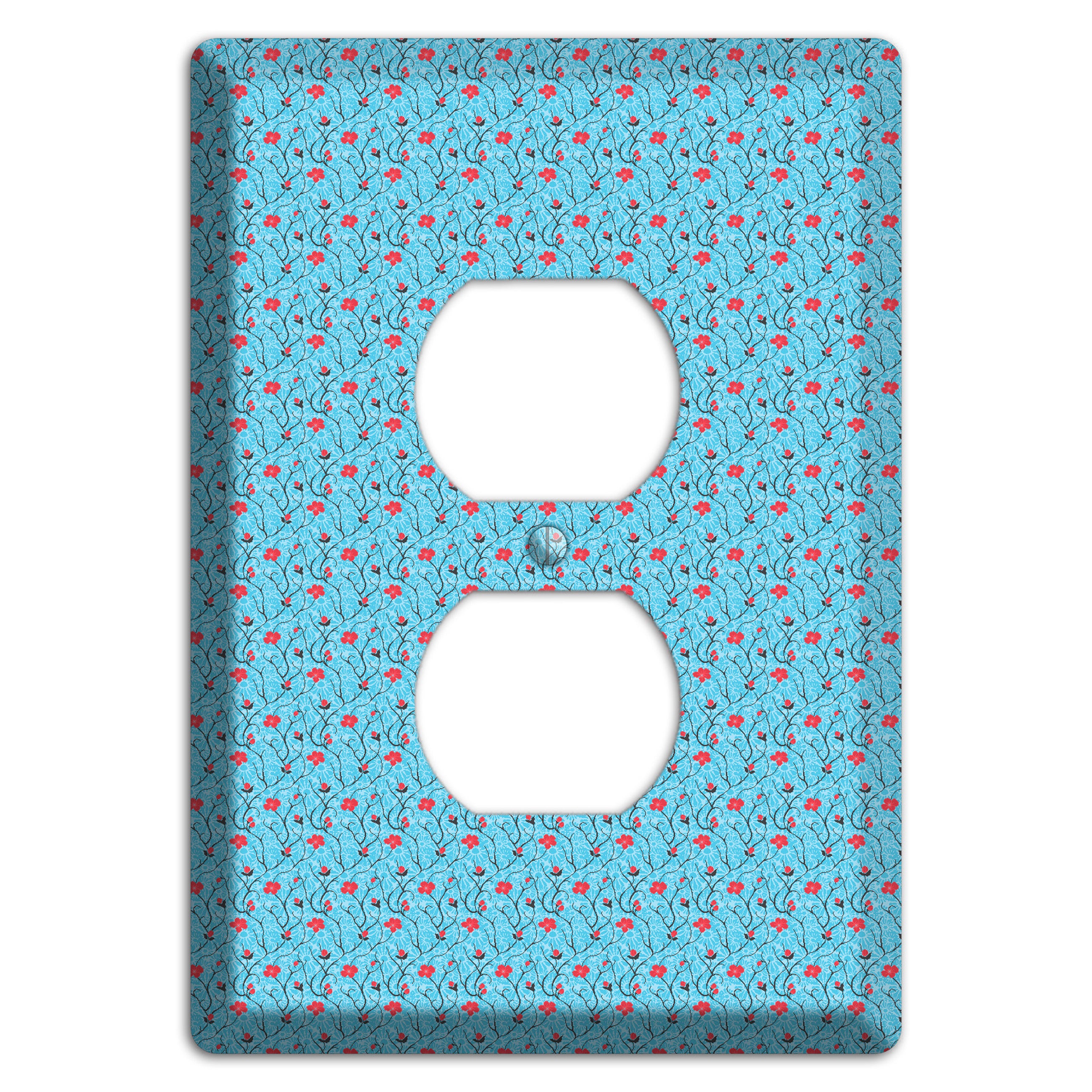 Light Blue Calico Duplex Outlet Wallplate
