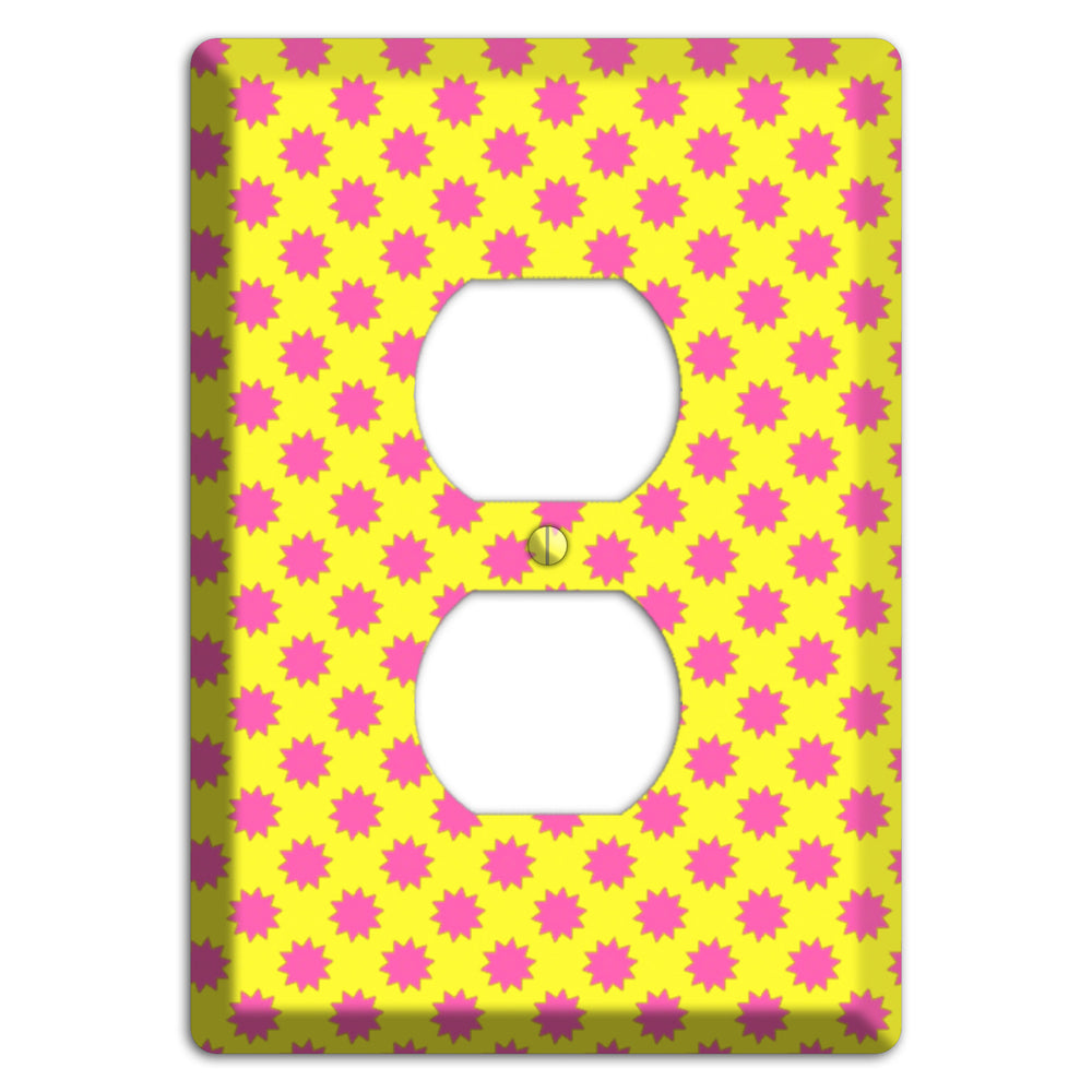 Yellow with Pink Burst Duplex Outlet Wallplate