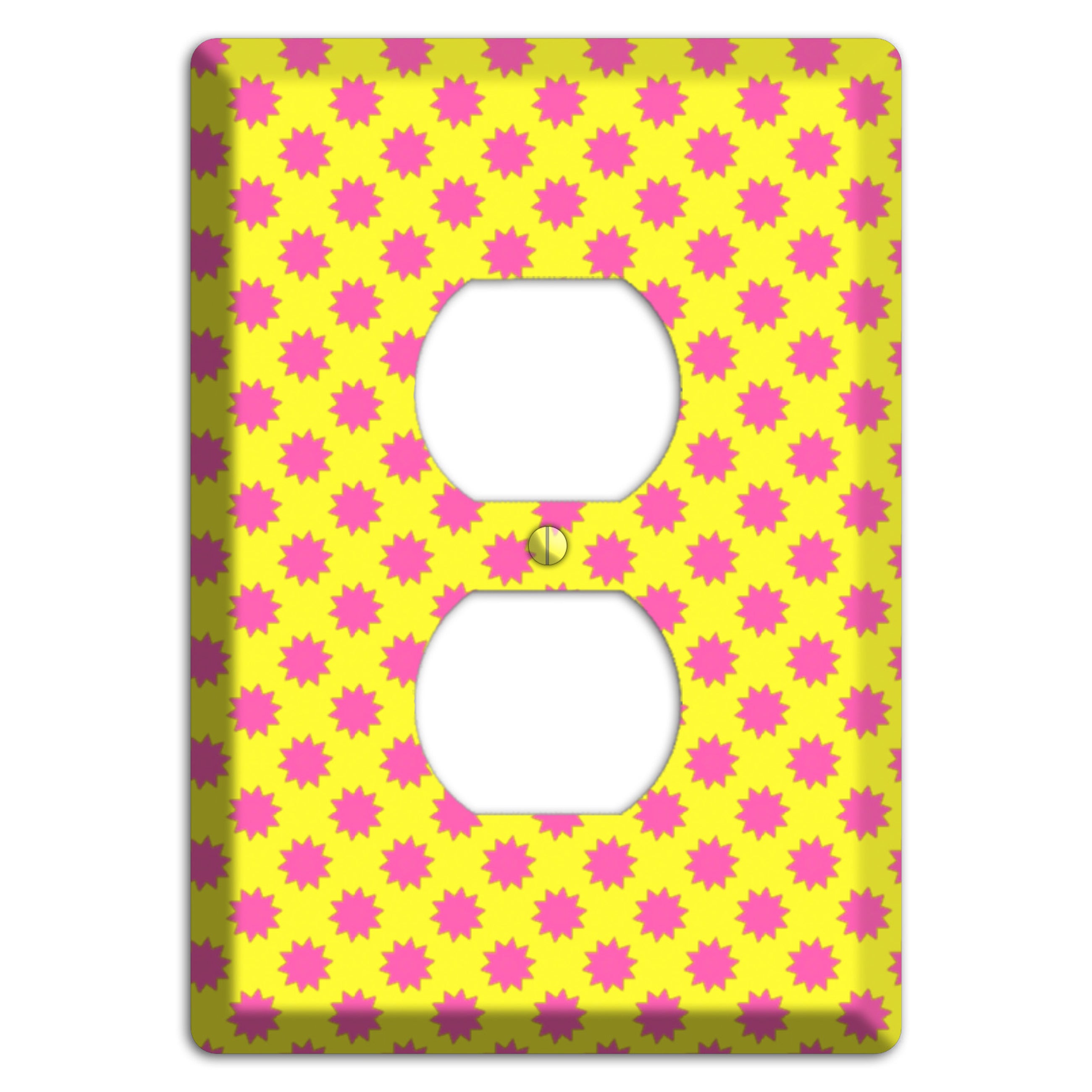 Yellow with Pink Burst Duplex Outlet Wallplate