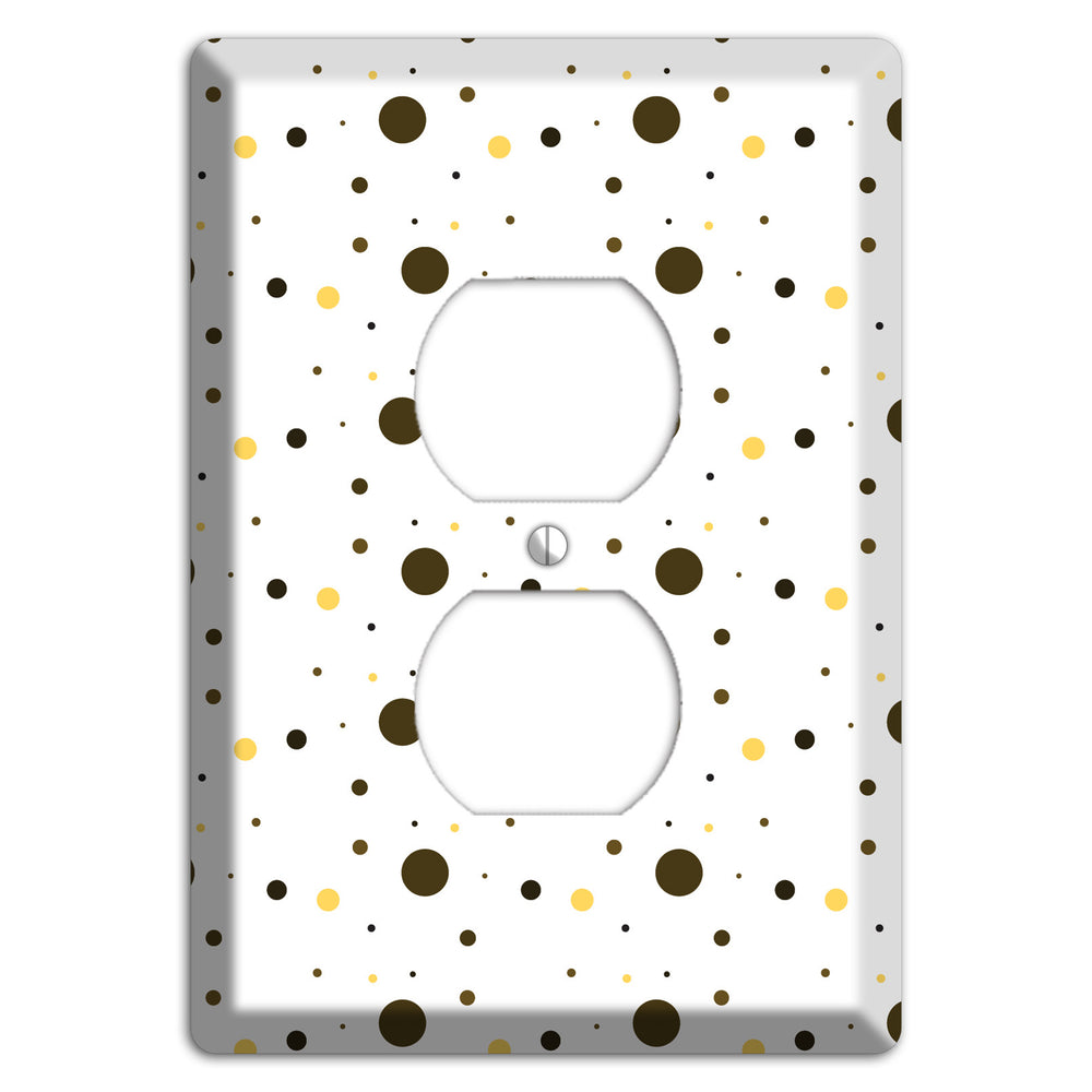 White with Black and Yellow Tiny Dots Duplex Outlet Wallplate