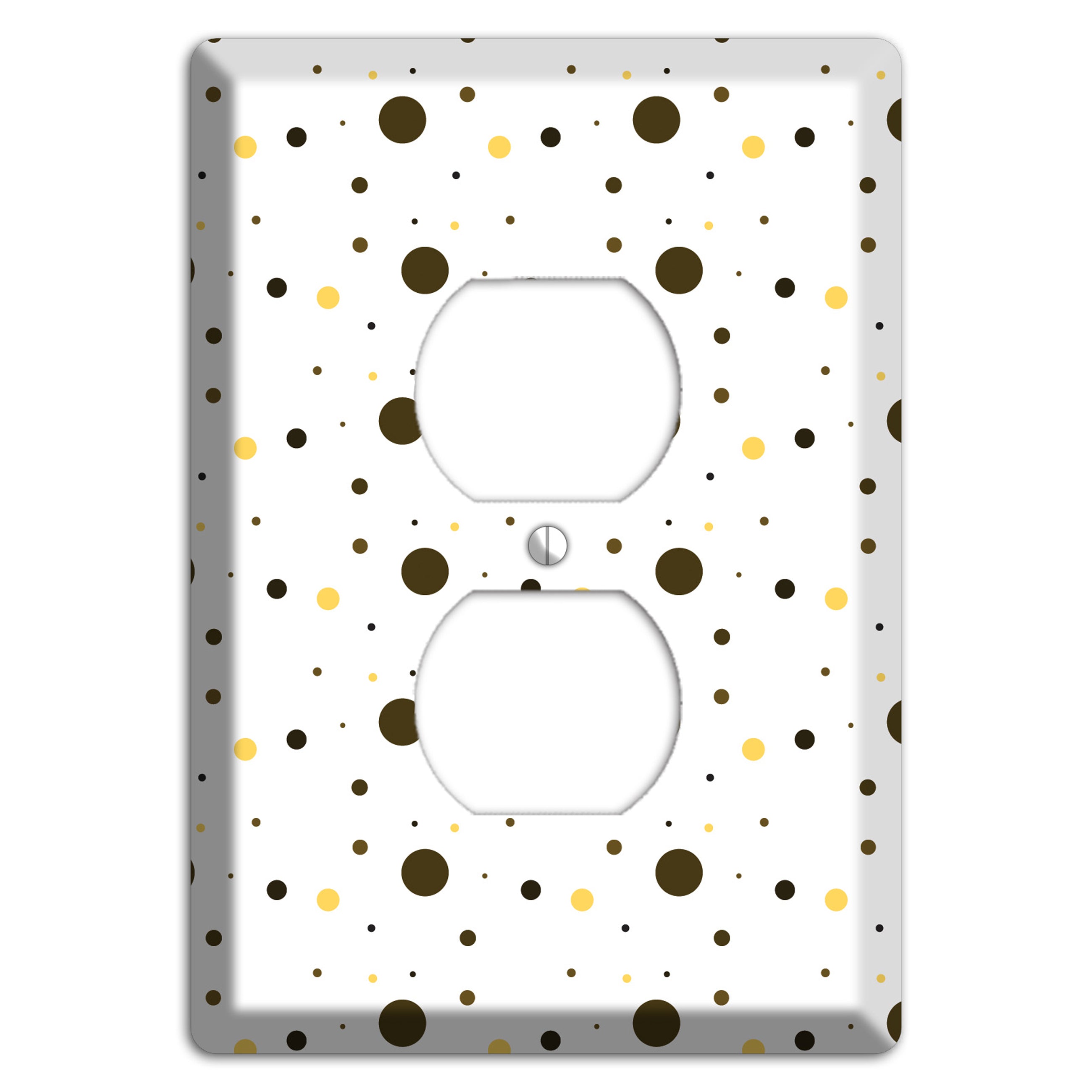 White with Black and Yellow Tiny Dots Duplex Outlet Wallplate