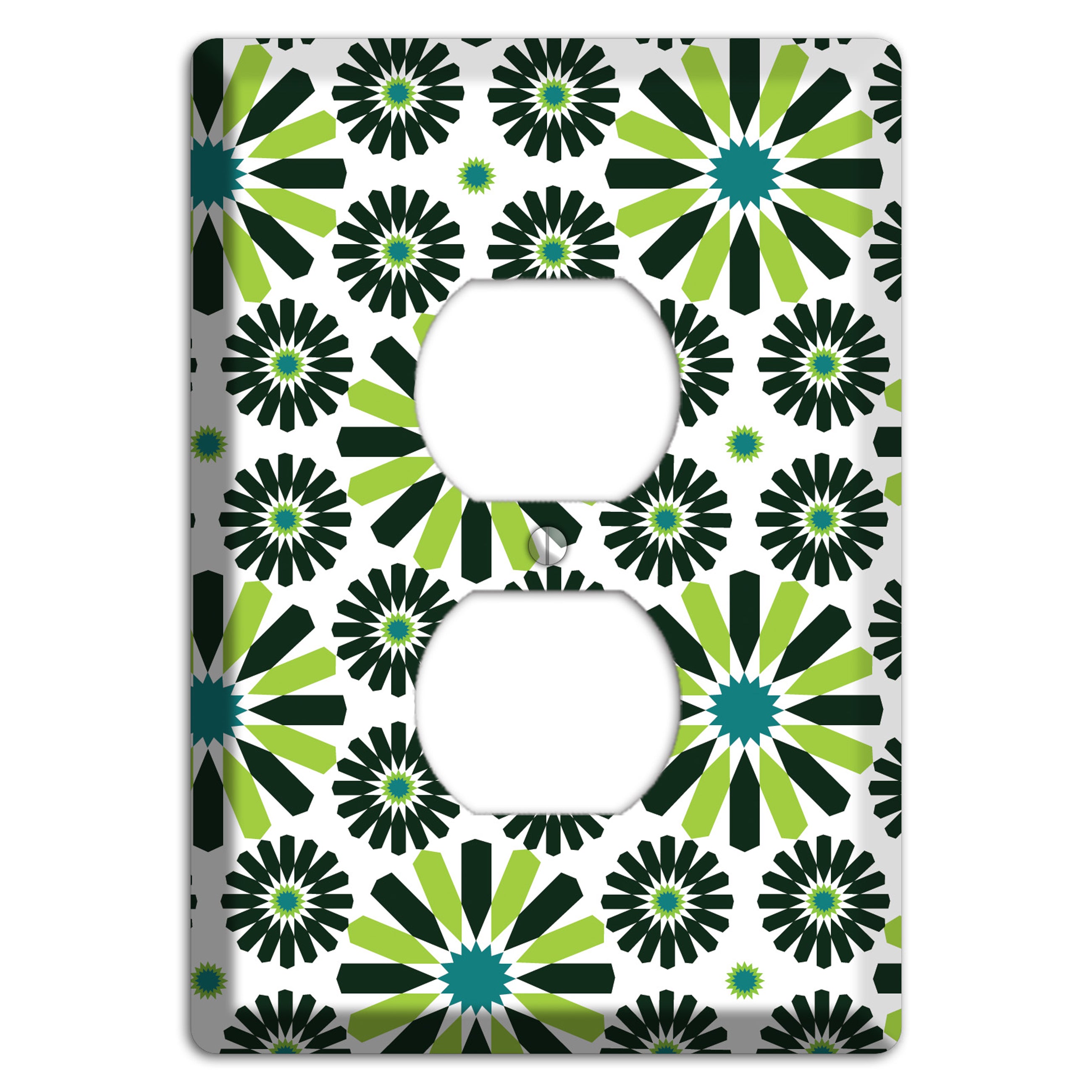 Lime and Teal Scandinavian Floral Duplex Outlet Wallplate