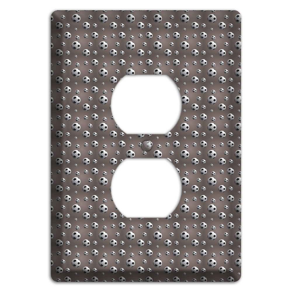 Grey with Soccer Balls Duplex Outlet Wallplate