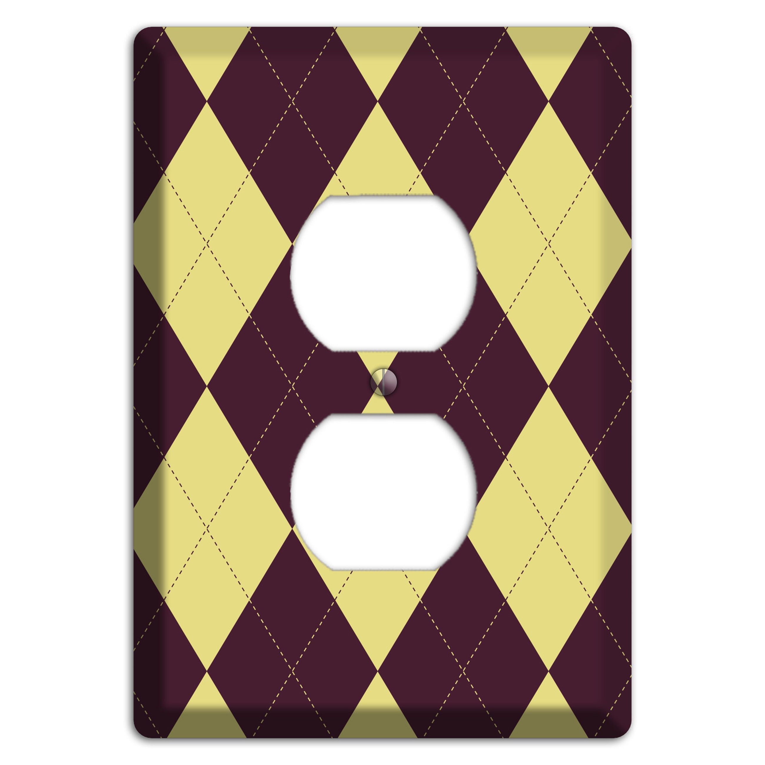 Yellow and Dark Maroon Argyle Duplex Outlet Wallplate