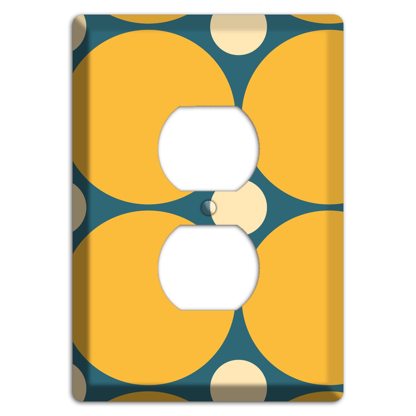 Jade with Mustard and Beige Multi Tiled Large Dots Duplex Outlet Wallplate