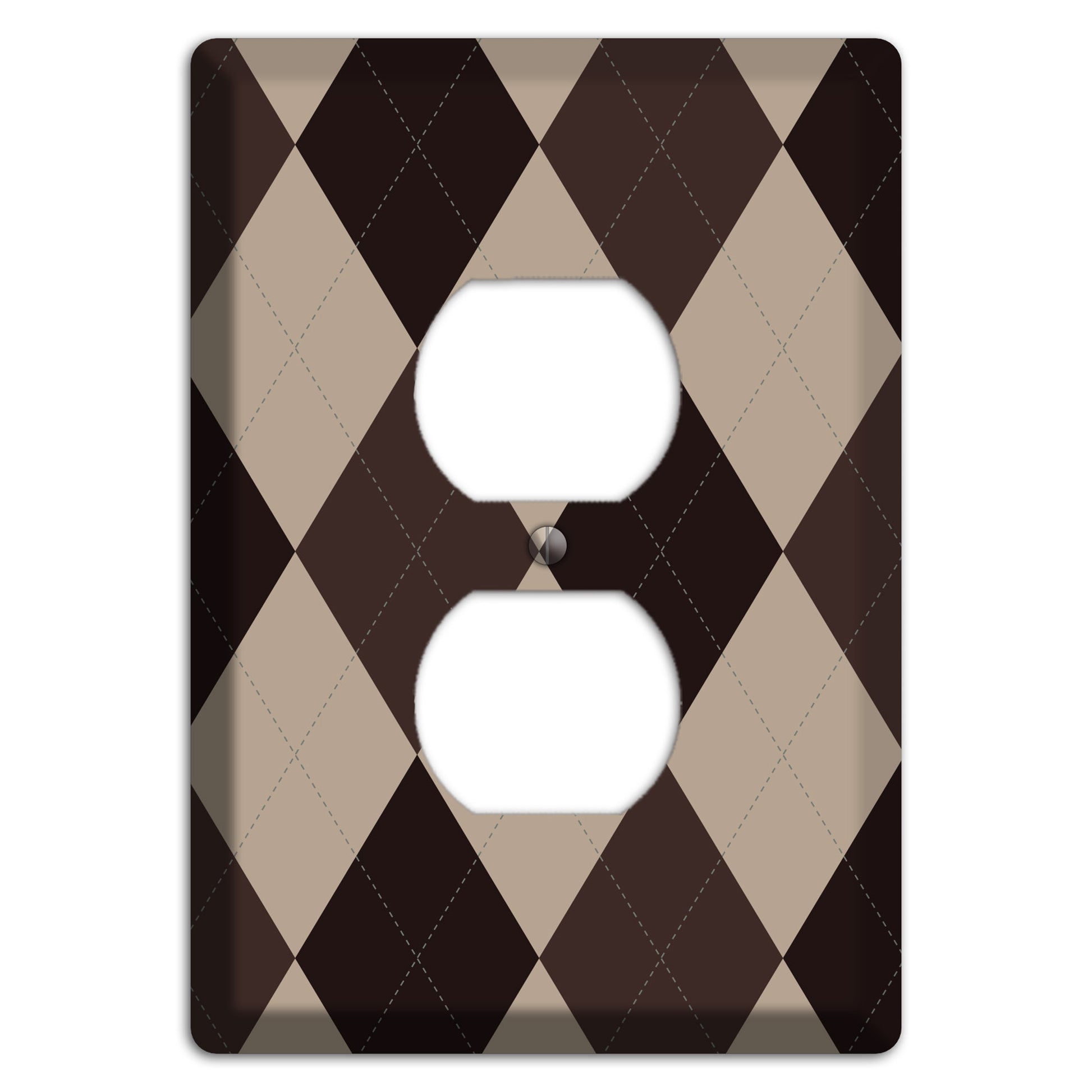 Brown and Beige Argyle Duplex Outlet Wallplate
