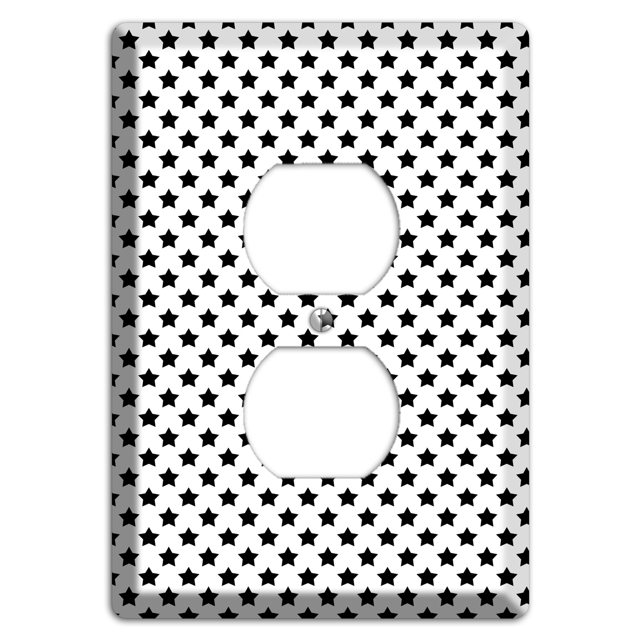 White with Black Stars Duplex Outlet Wallplate