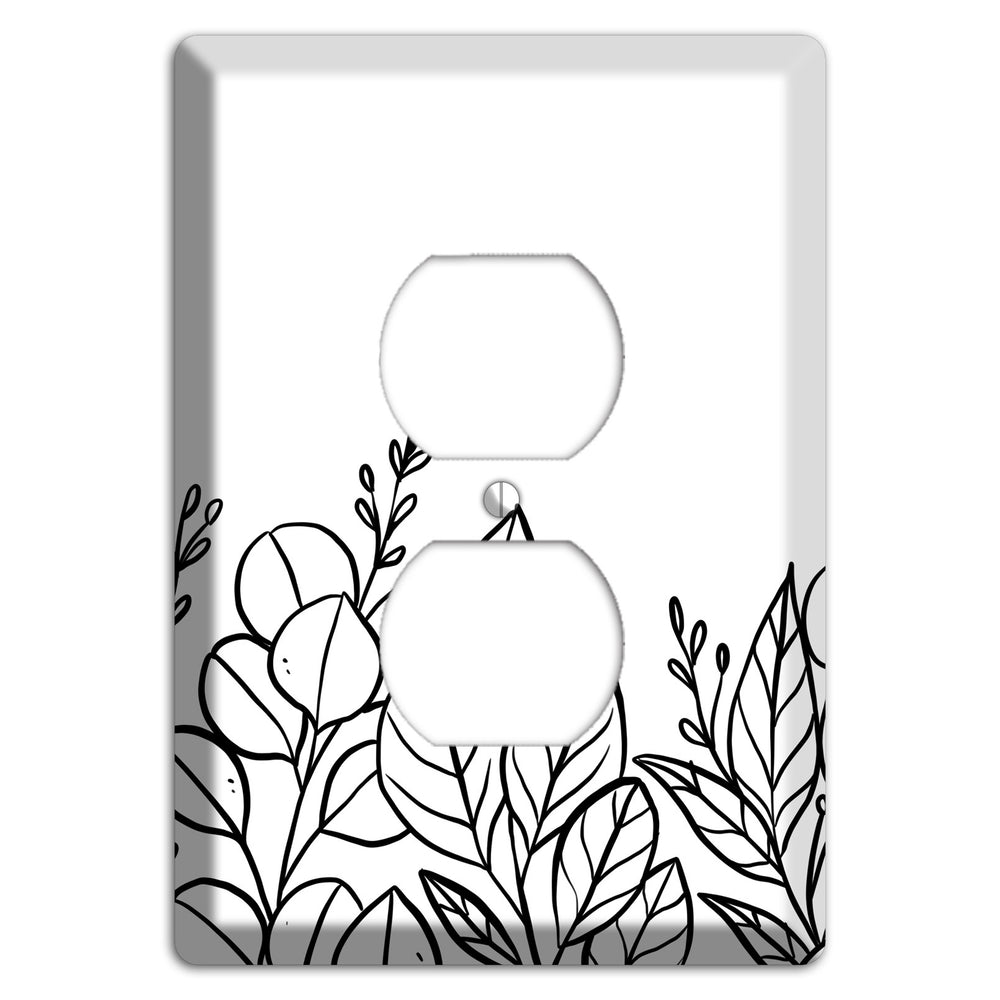 Hand-Drawn Floral 15 Duplex Outlet Wallplate