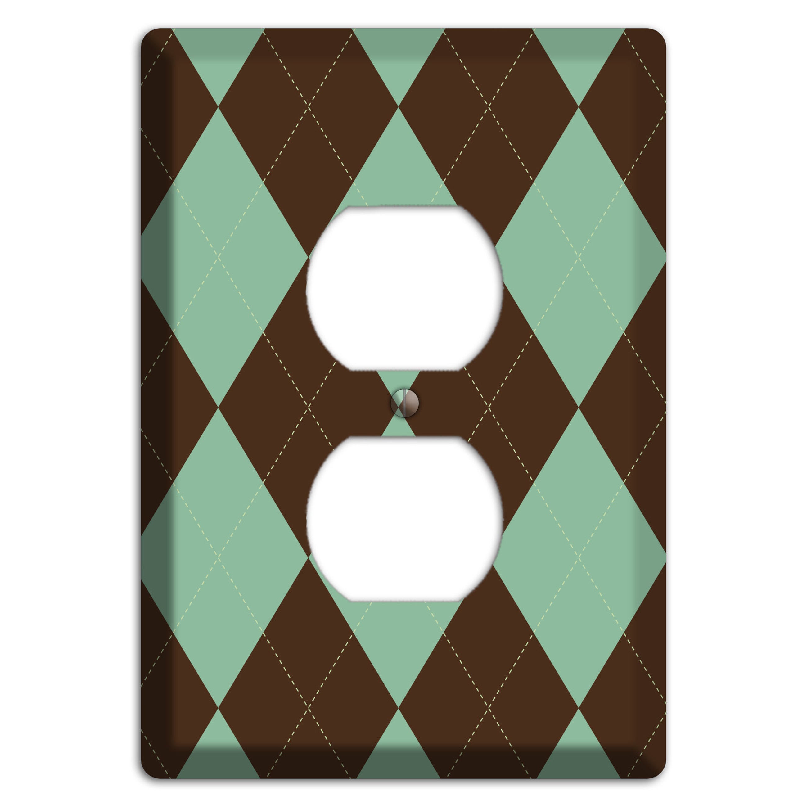 Green and Brown Argyle Duplex Outlet Wallplate