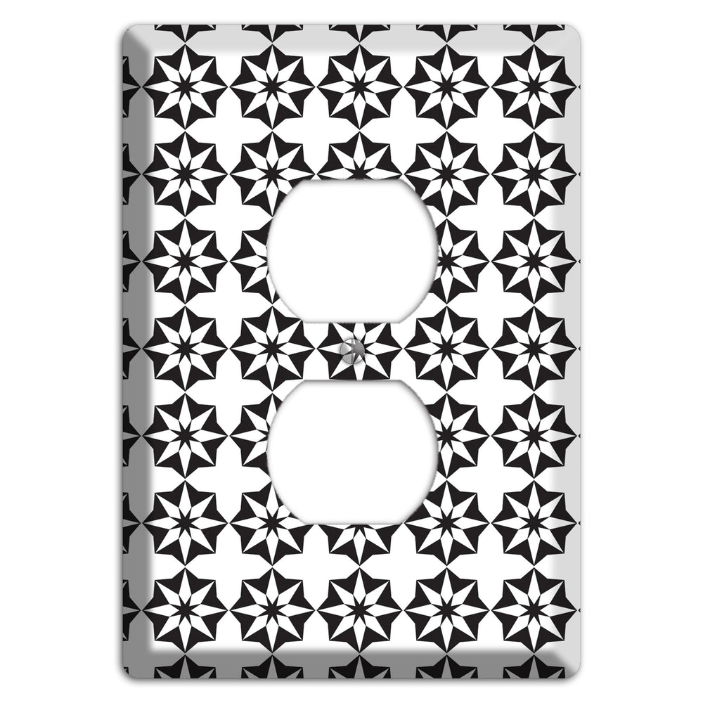 White with Black Foulard Duplex Outlet Wallplate