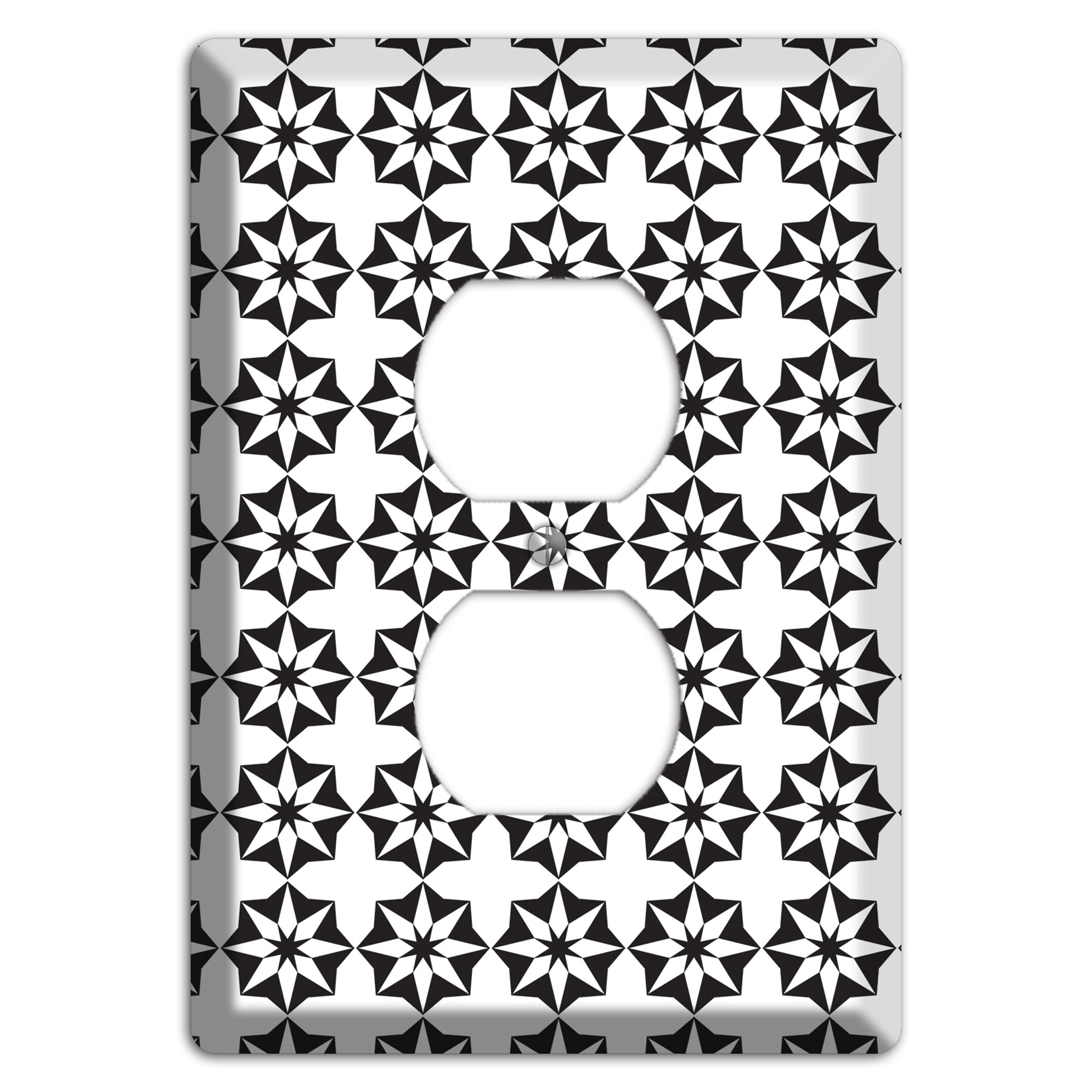 White with Black Foulard Duplex Outlet Wallplate