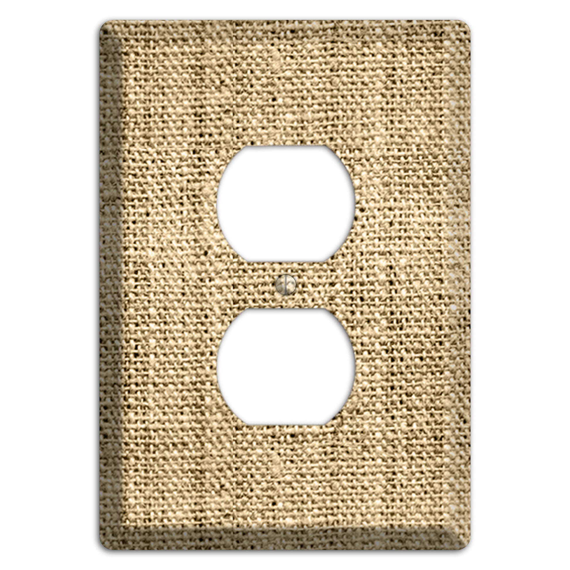 Indian Khaki Burlap Duplex Outlet Wallplate