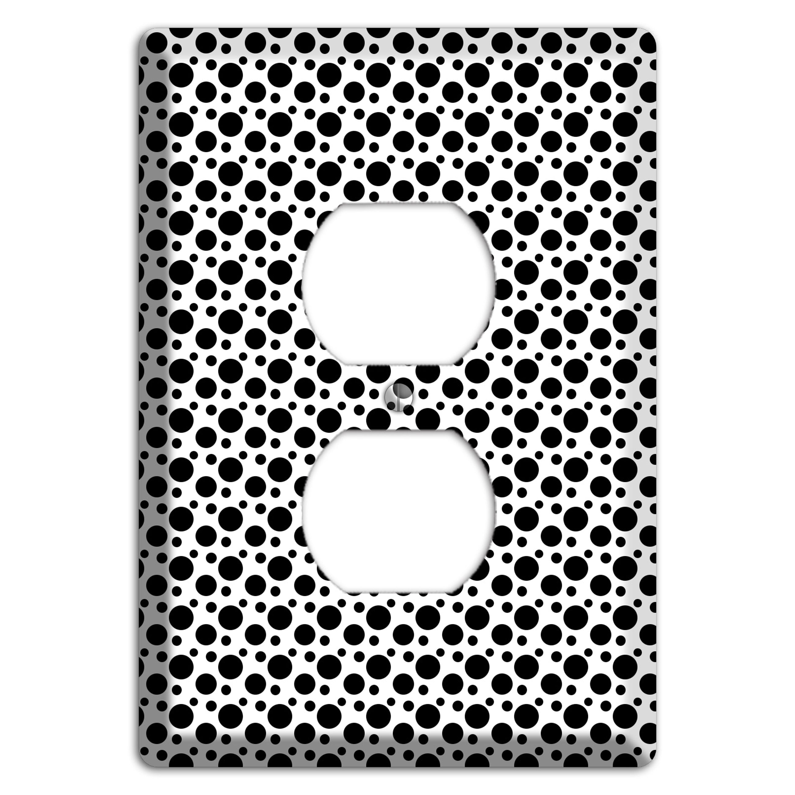 White with Black Small and Tiny Polka Dots Duplex Outlet Wallplate